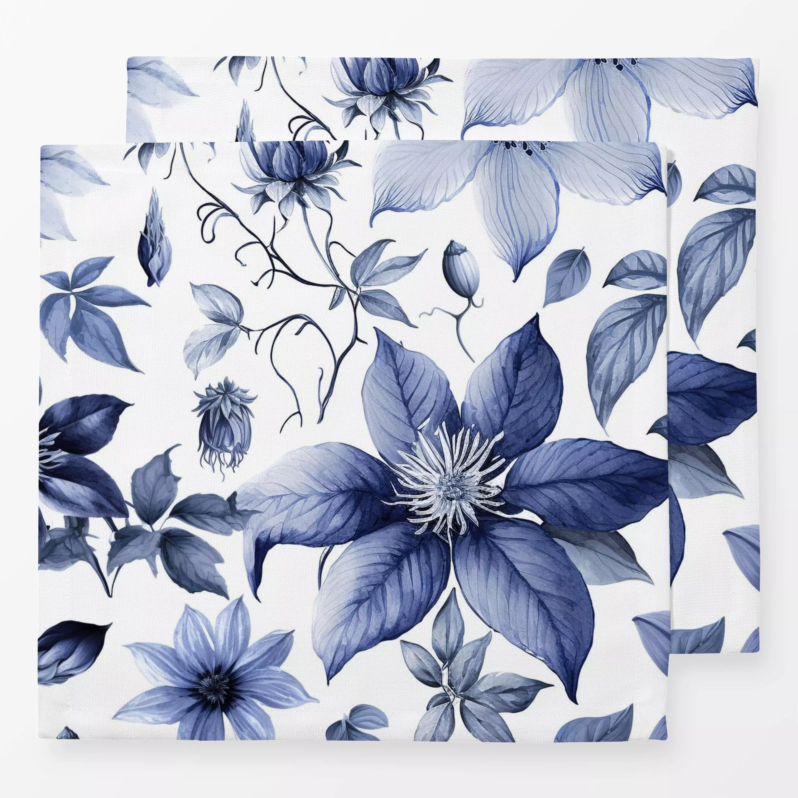 Servietten Charming Clematis blue - Blumen & Florales, Frühling, Pflanzen & Botanik - von „Andrea Haase"; Natur, Blumen, flo...