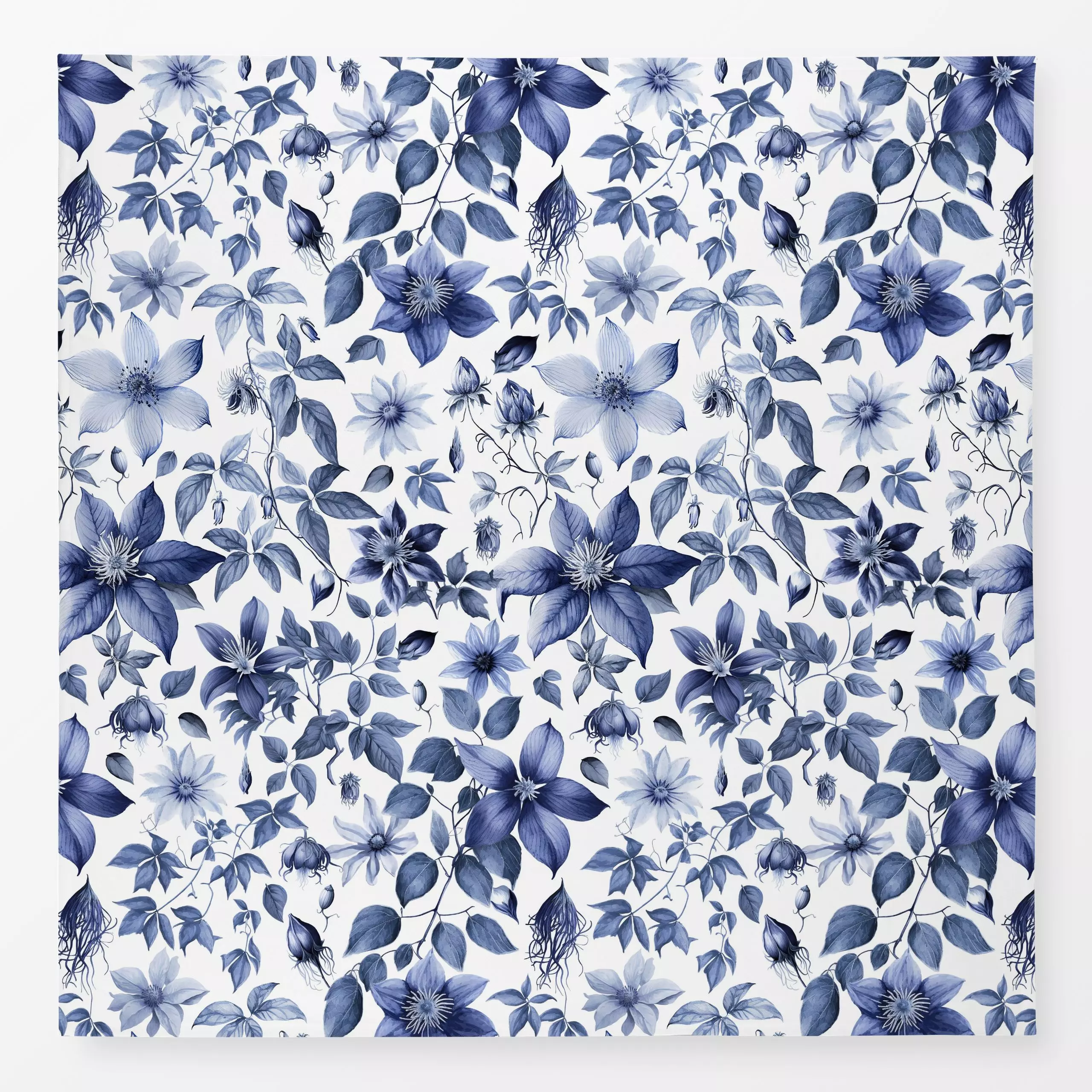 Tischdecke Charming Clematis blue - Blumen & Florales, Frühling, Pflanzen & Botanik - von „Andrea Haase"; Natur, Blumen, flo...
