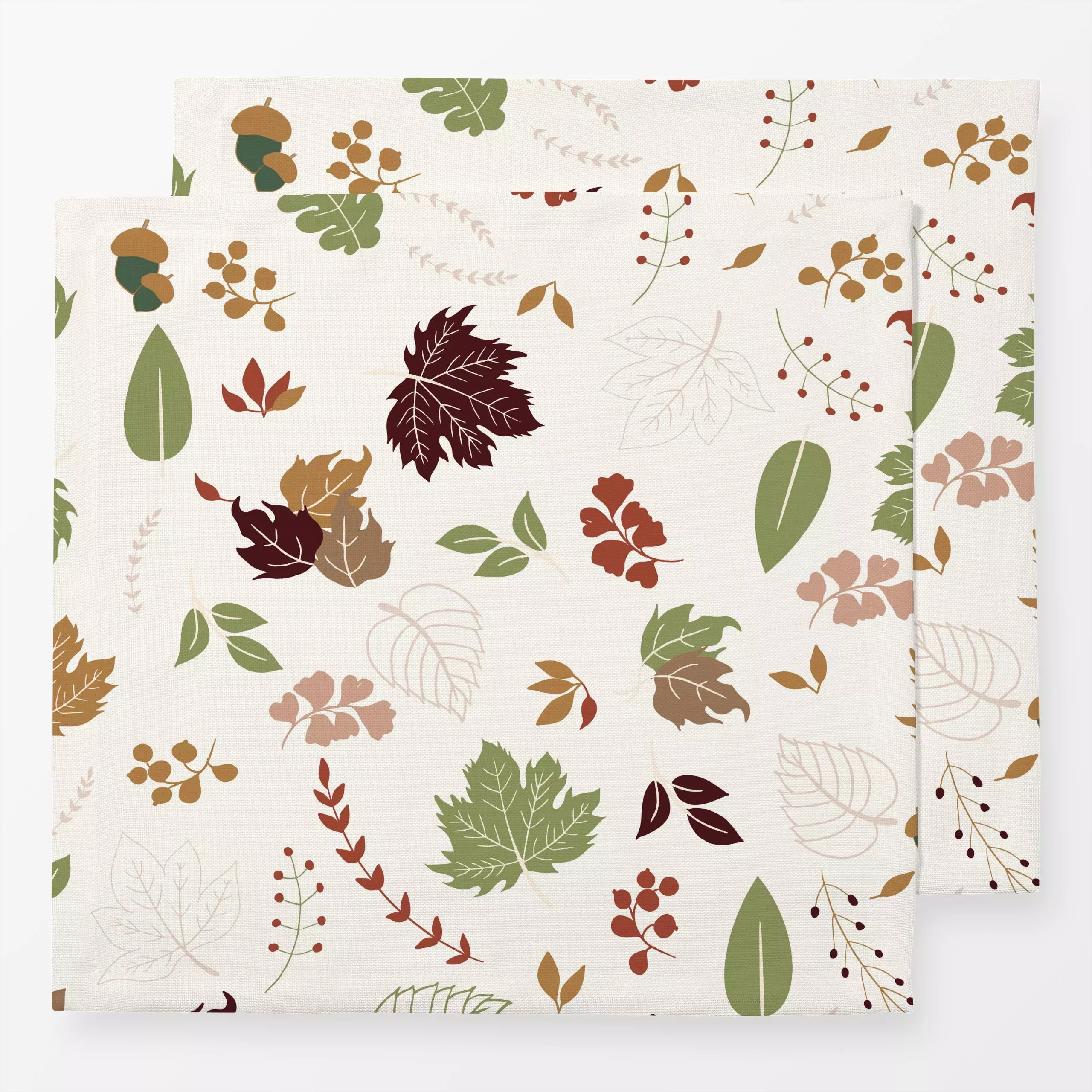 Servietten Autumn Leaves Light Background - Frühling, Herbst, Natur & Landschaft - von „Monor Design"; palmleaves, Greenery,...