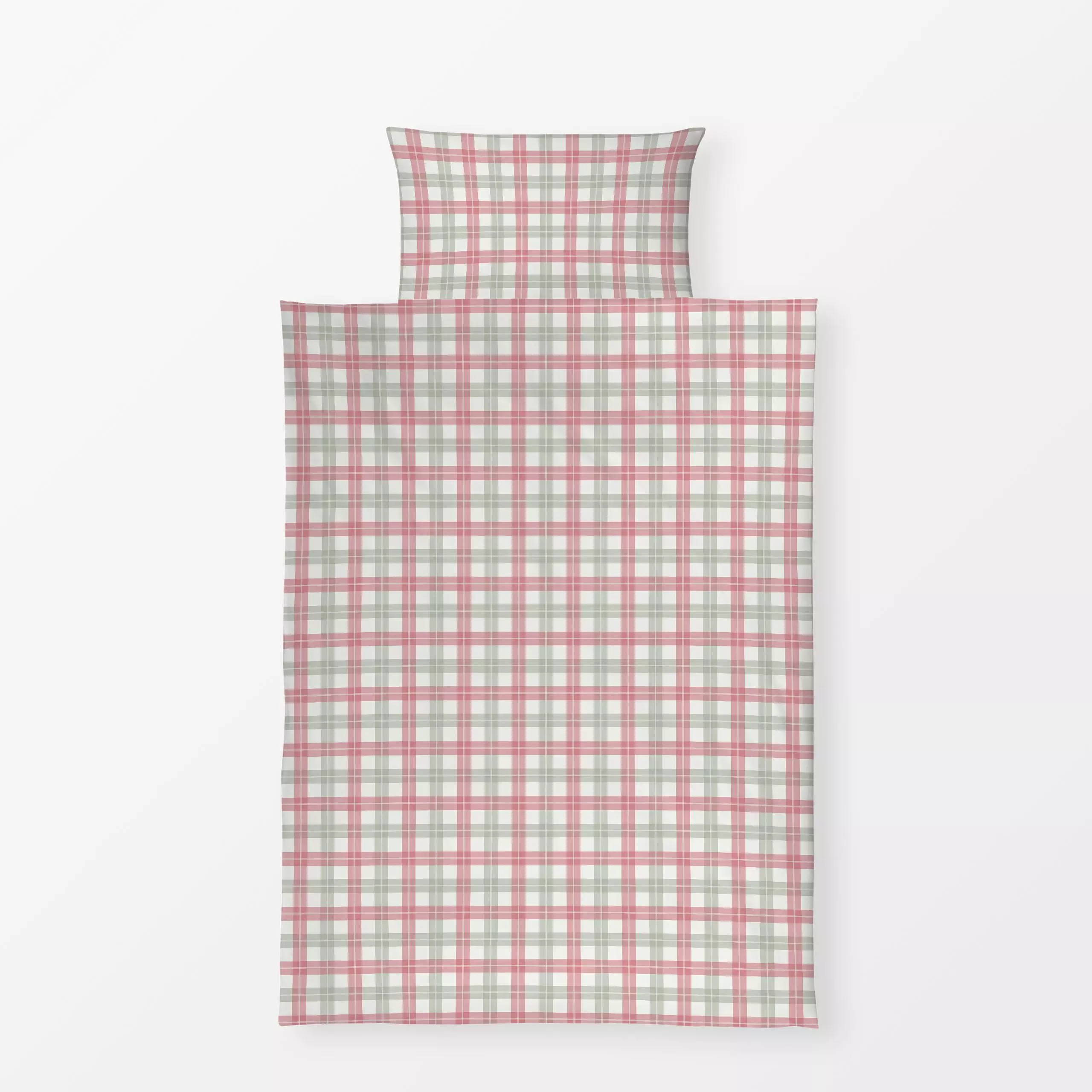 Bettwäsche Landhaus Plaid grün rosa - Symbole & Muster - von „Katrin Graff"; Obst, Apfel, Karo, Herbstdeko, kariert, Picknic...