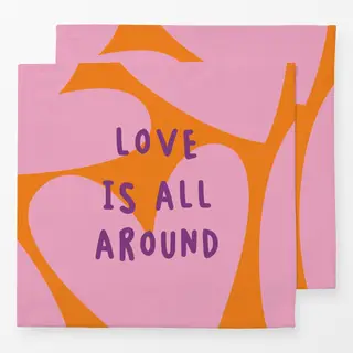 Servietten Love is around - orange pink