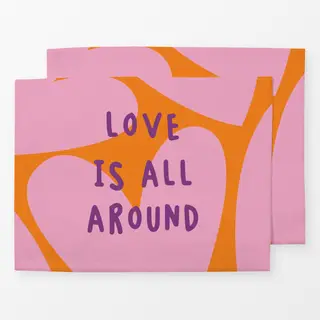 Tischset Love is around - orange pink