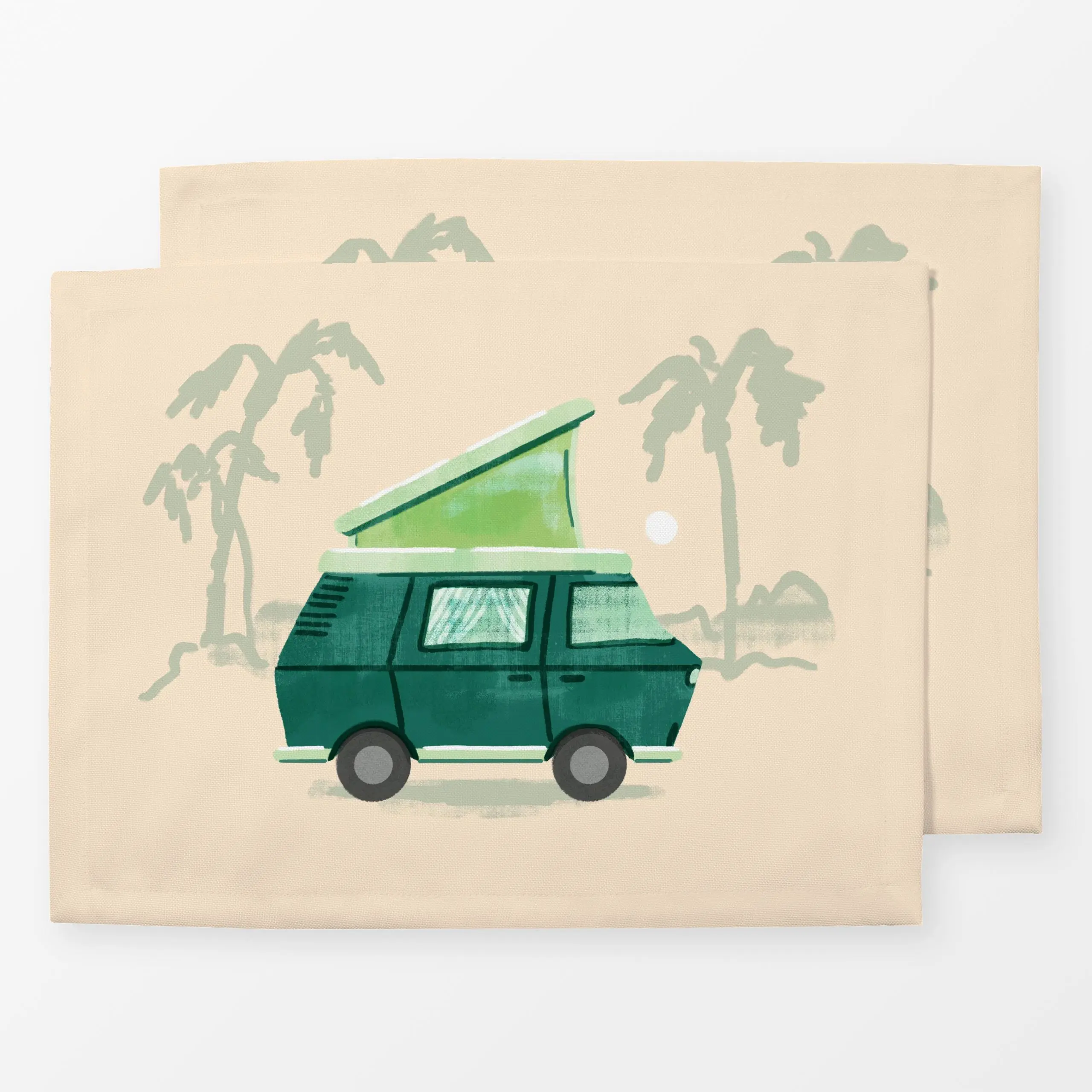 Tischset Campingbus Beige, tropisch, Sommer, von Janna Schipper