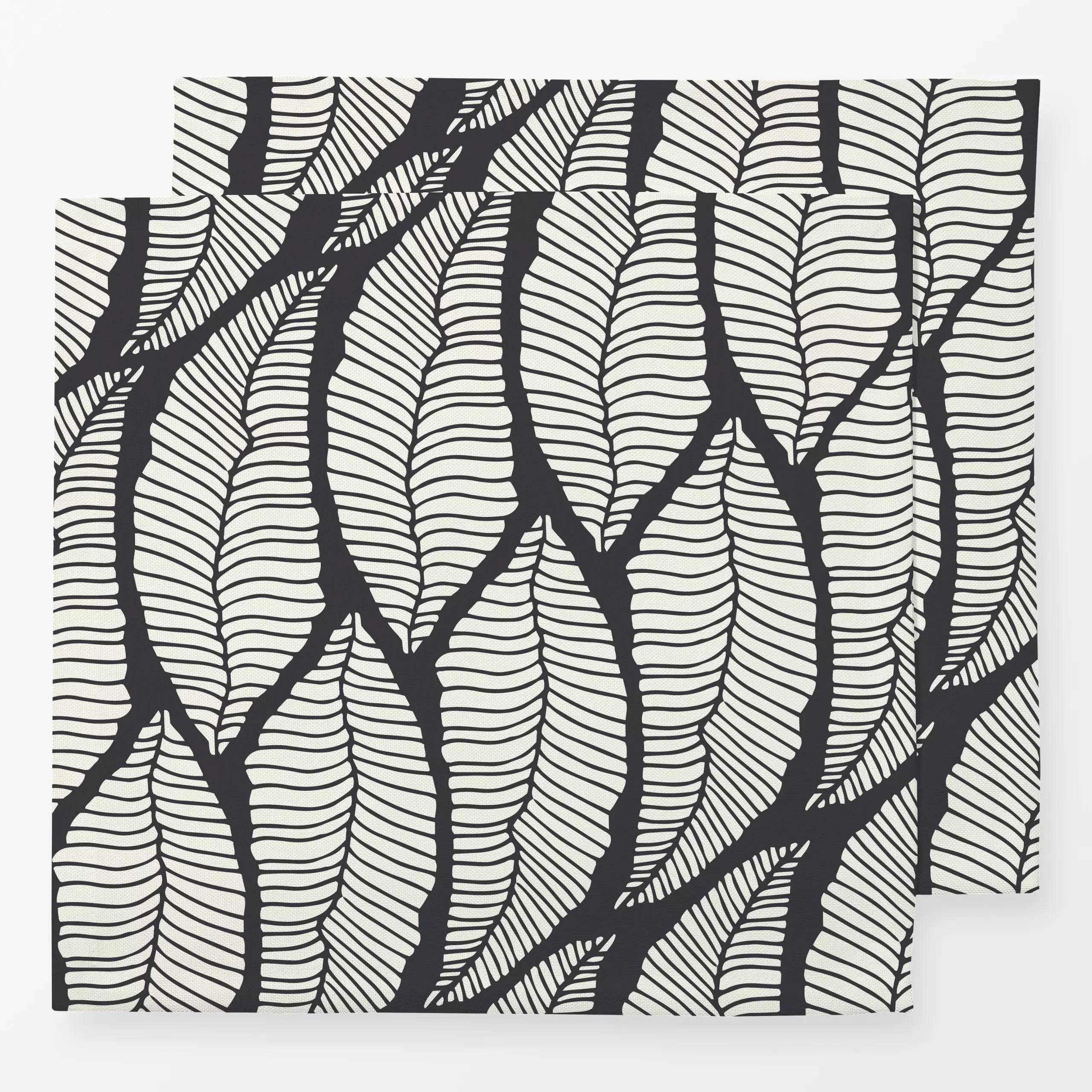Servietten Jungle leaves - Natur & Landschaft - von „Sara Maria"; Natur, schwarz, Blatt, Kissen, Dschungle, Botanical, Botan...