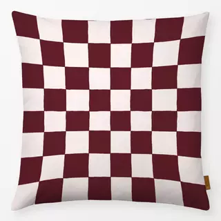 Kissen Schachbrett Bordeaux & Weiß