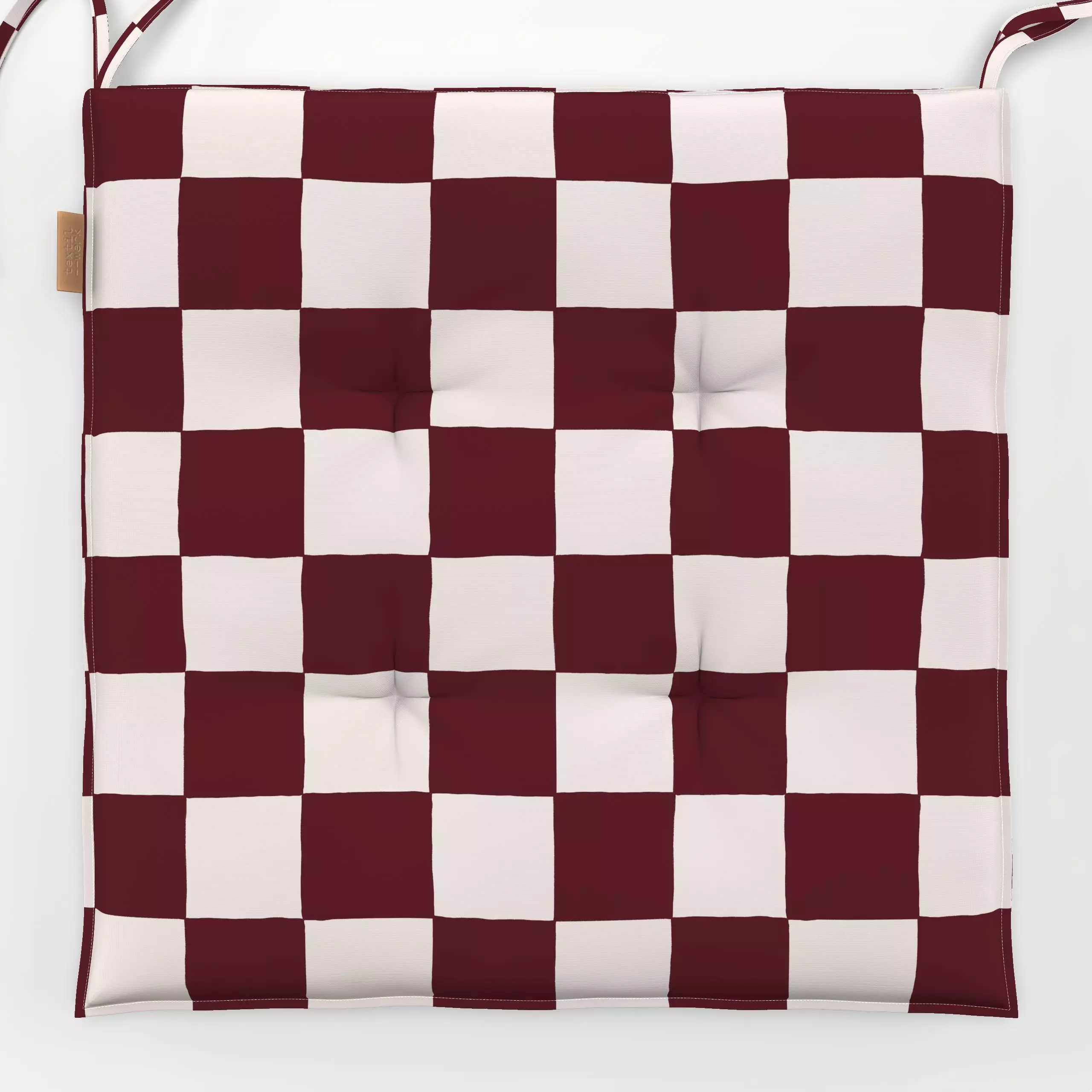 Sitzkissen Schachbrett Bordeaux & Weiß - Herbst, Symbole & Muster, Retro & Vintage - von „Maren Gross "; Retro, trend, gesch...
