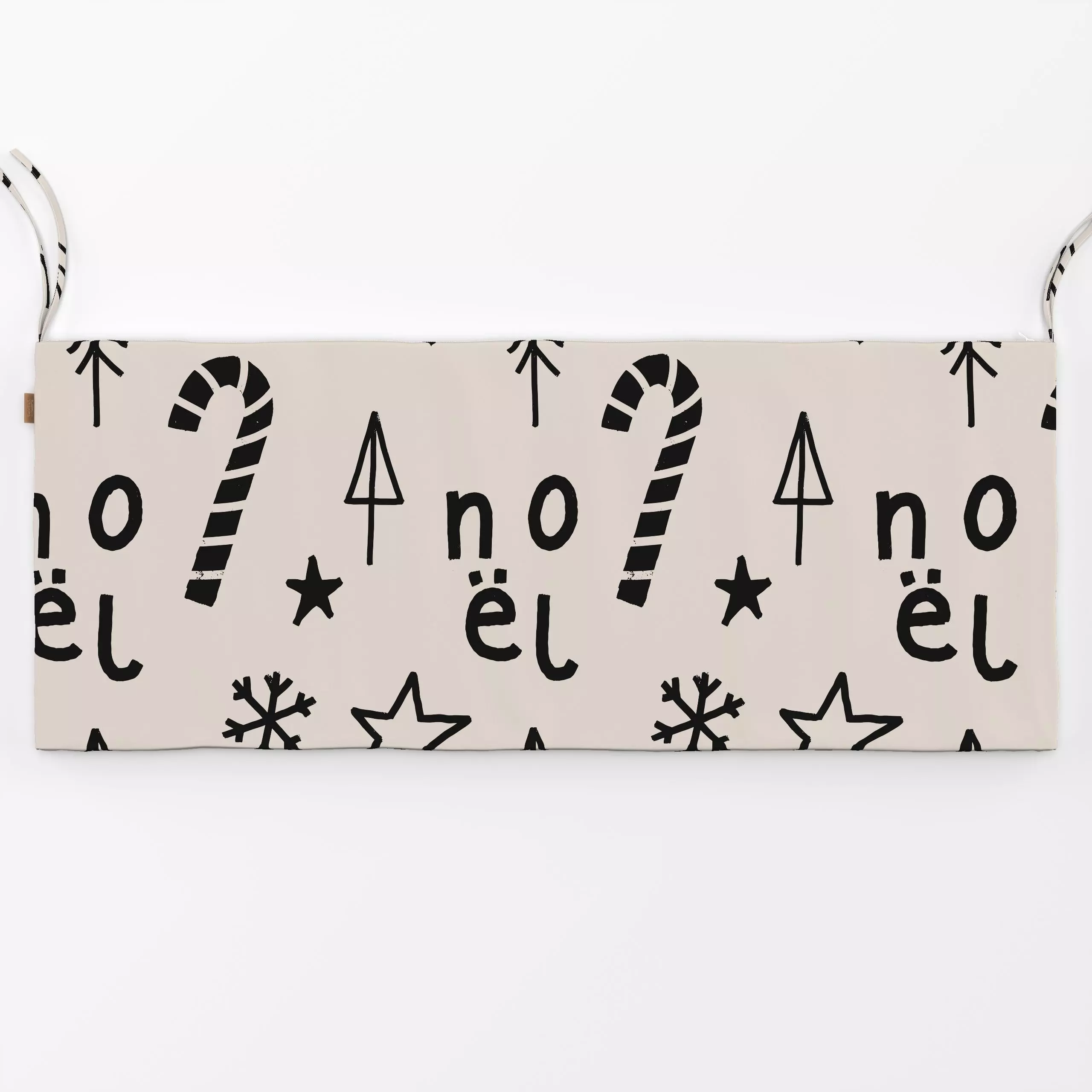 Bankauflage Noel Allover Pattern Black - Weihnachten, Winter - von „Kruth Design"; skandinavisch, Schneeflocken, Weihnachtsb...