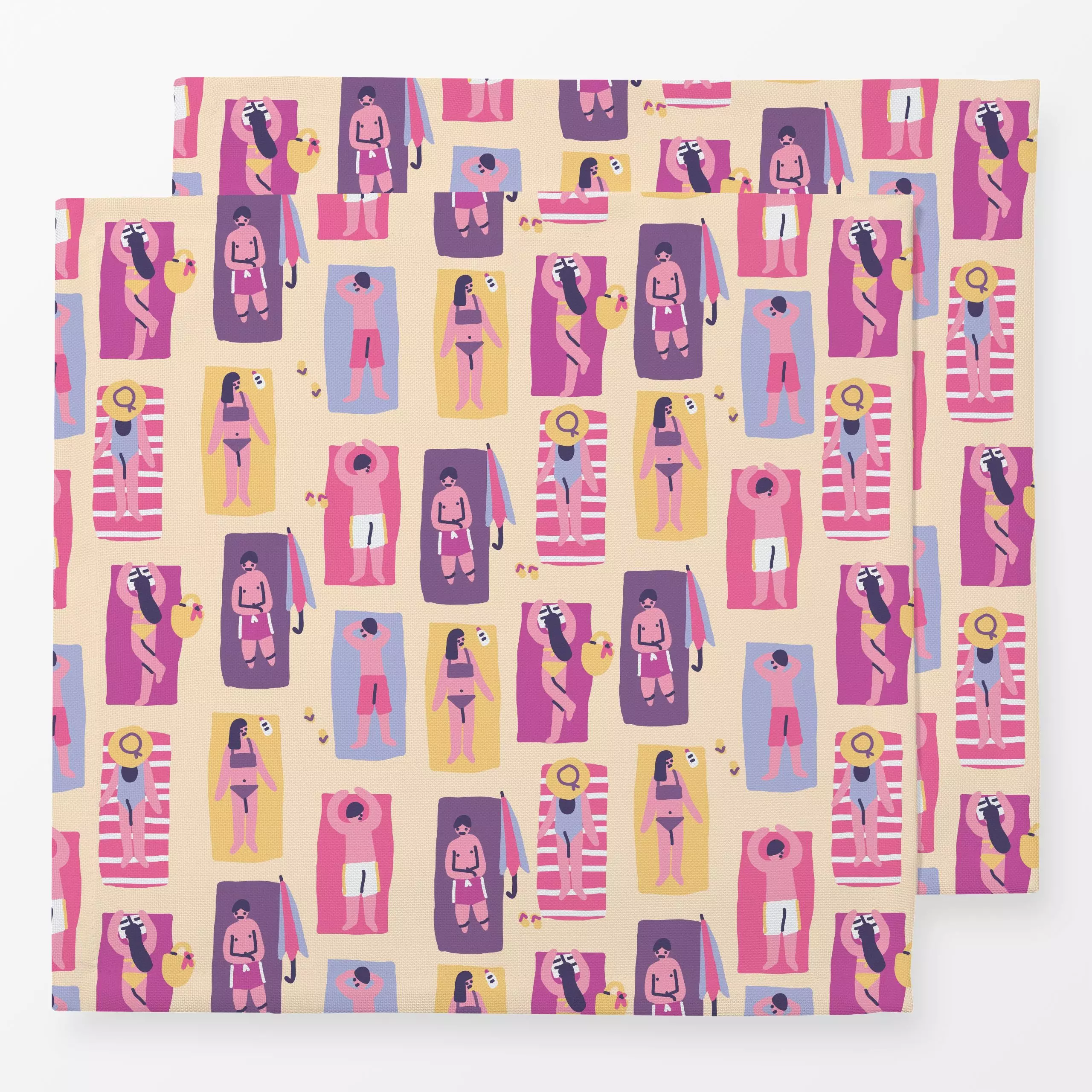 Servietten Beach Sunbathing - Sommer - von „Sara Maese"; Sommer, summer, Beach, Summerfeeling, ocean, Summercollection, summ...