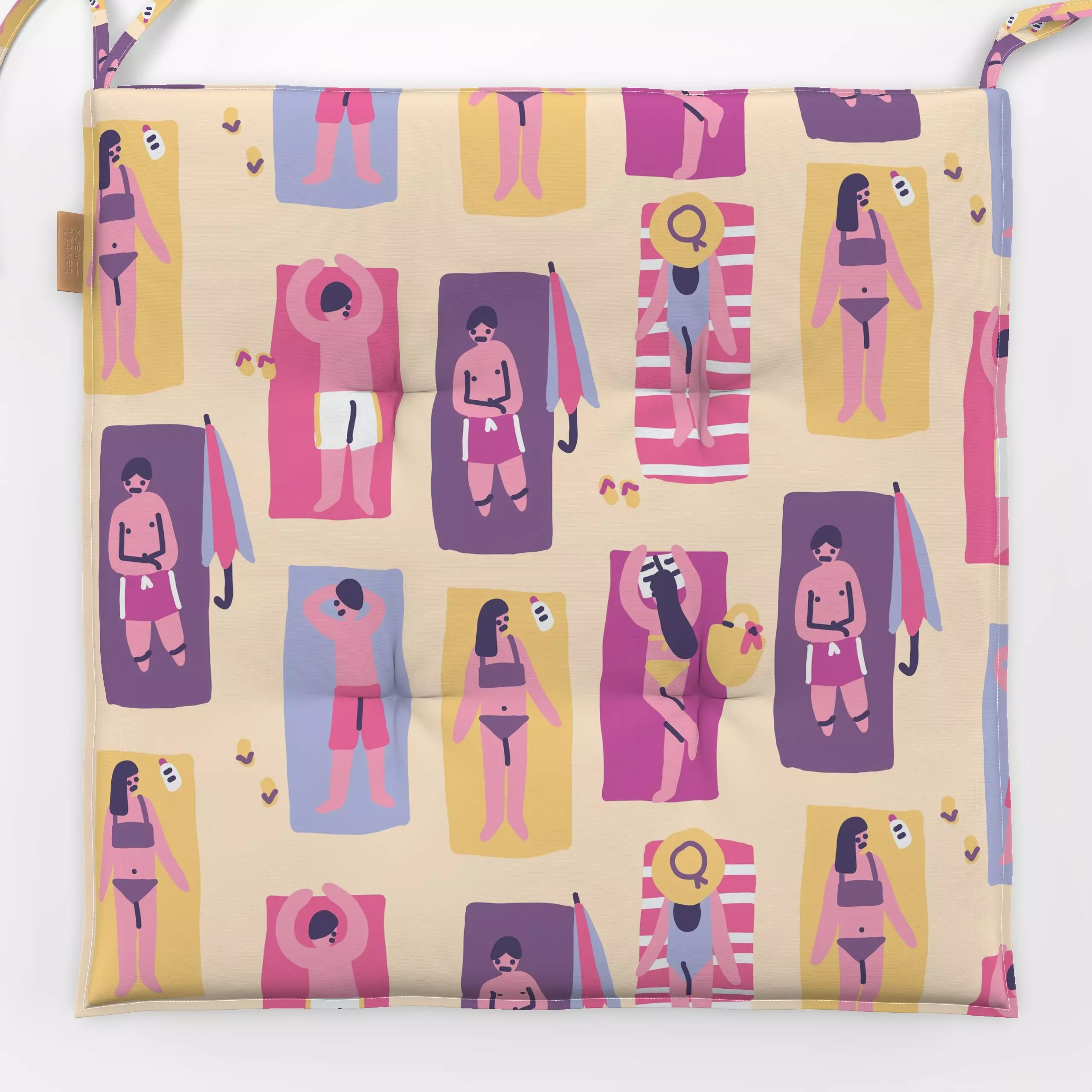 Sitzkissen Beach Sunbathing - Sommer - von „Sara Maese"; Sommer, summer, Beach, Summerfeeling, ocean, Summercollection, summ...