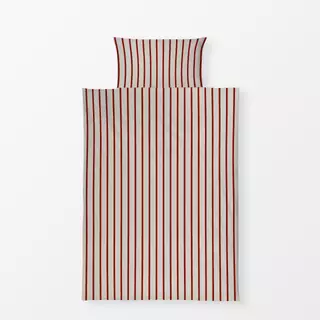 Bettwäsche schmale Streifen rot beige