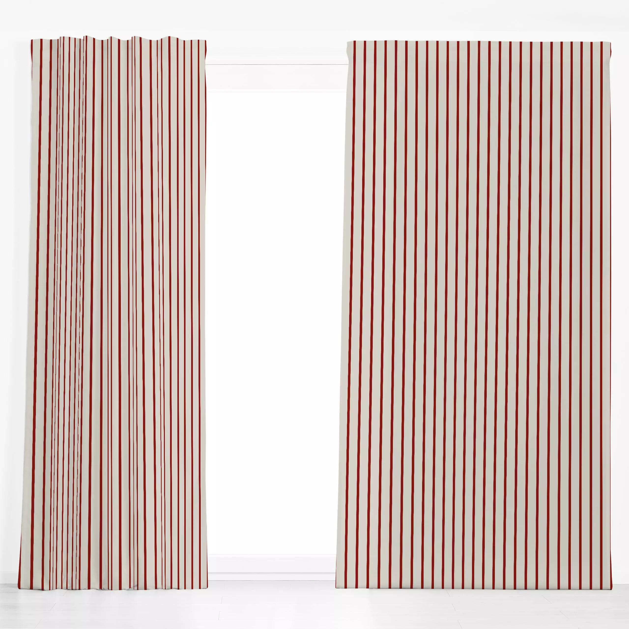 Dekovorhang schmale Streifen rot beige - Symbole & Muster - von „Katrin Graff"; Weihnachtsdeko, klassisch, winterdeko, gestr...