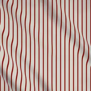 Meterware schmale Streifen rot beige