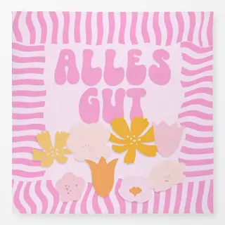Tischdecke Alles Gut Blumen Spruch Pink
