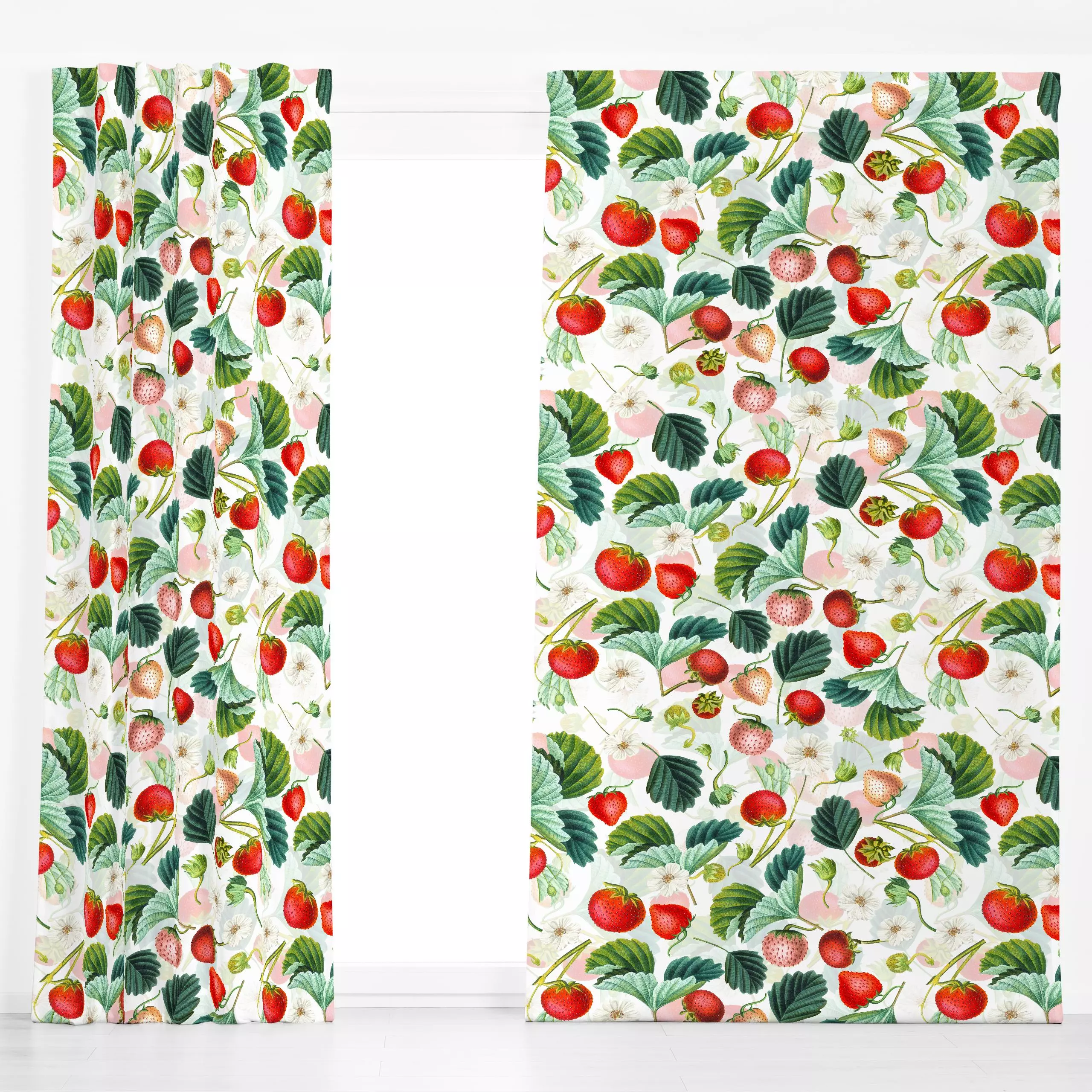 Dekovorhang Vintage Erdbeeren - Sommer - von „Uta Naumann"; Muster, Beeren, Erdbeeren, Sommer, vintage, Scandianvian, Scandi...