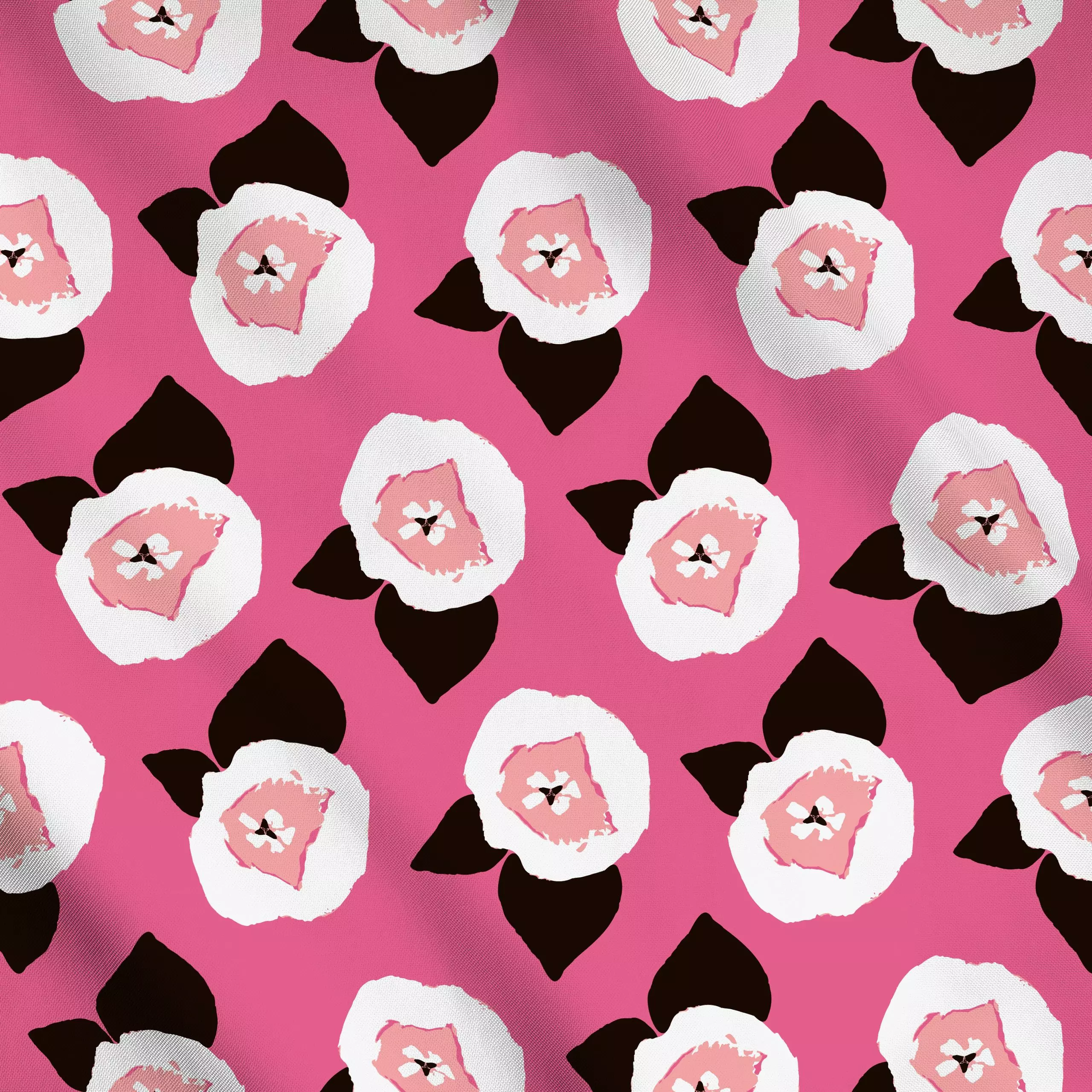 Meterware Abstract Tulips pink black, Blumen, Frühling, von Kathrin Woo