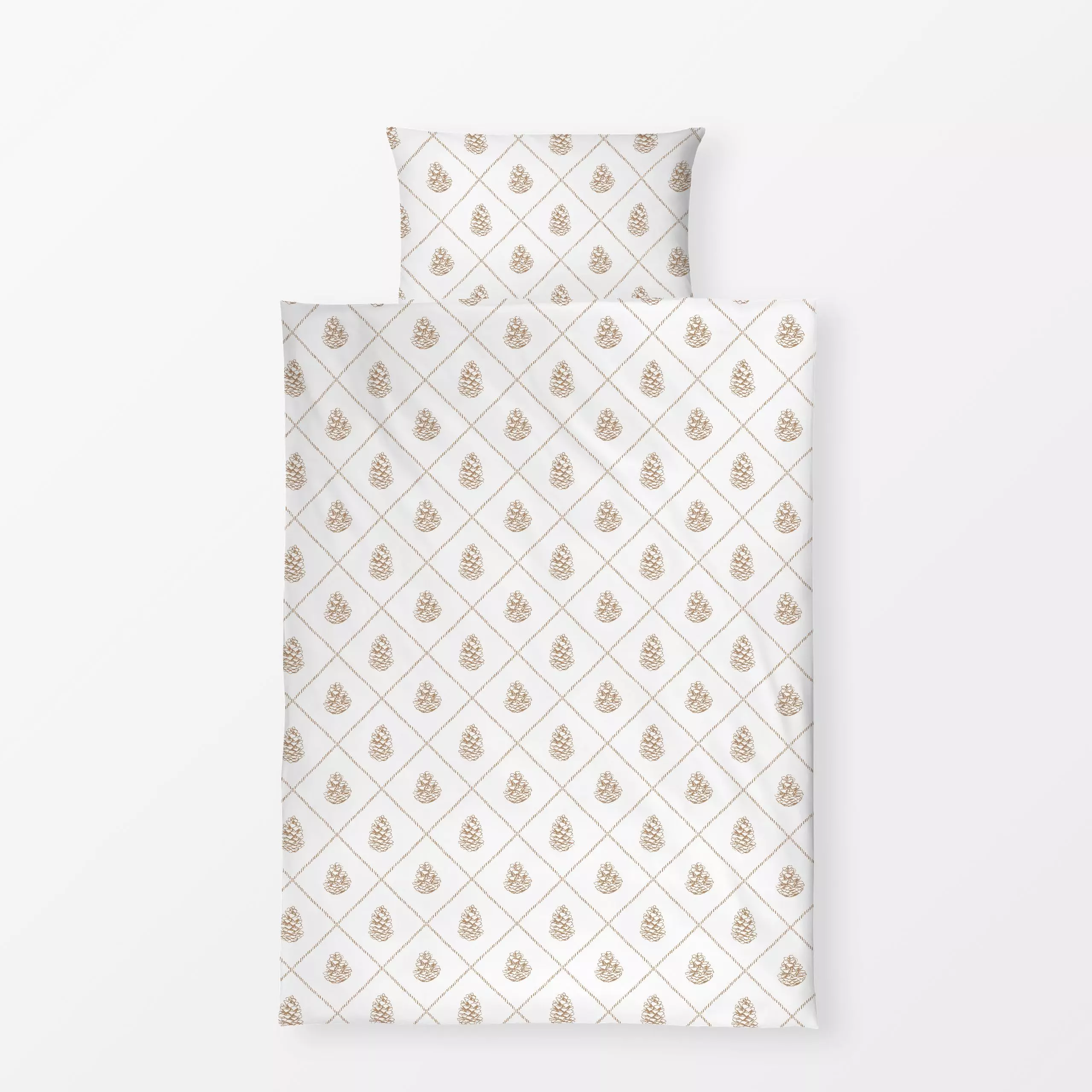 Bettwäsche Pinecone Plaid - Herbst, Symbole & Muster, Pflanzen & Botanik - von „Barlena"; Natur, minimal, Tannenzapfen, Karo...