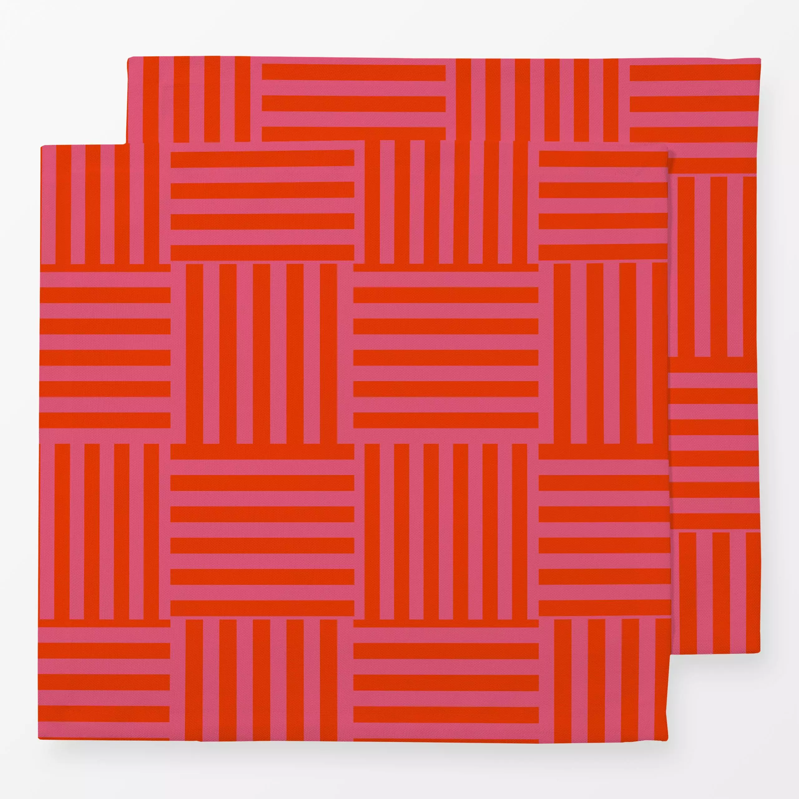 Servietten Blockstreifen Rot Auf Pink - Sommer, Symbole & Muster - von „Alisa Knöß"; skandinavisch, outdoor, minimalistisch,...