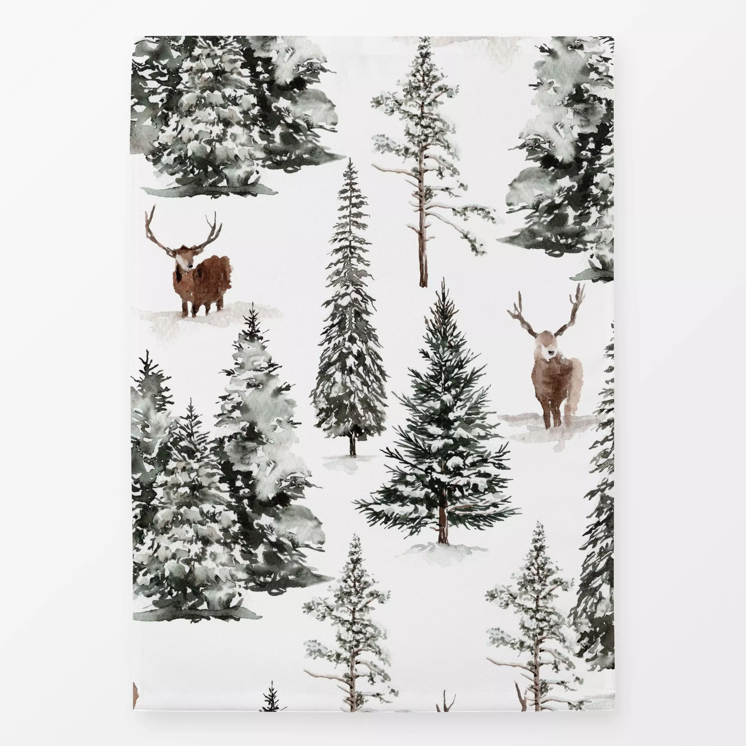 Geschirrtücher Winterweiße Weihnacht - Wald 5 - Tiere, Weihnachten, Winter - von „Uta Naumann"; Muster, Wasserfarben, Wald, ...