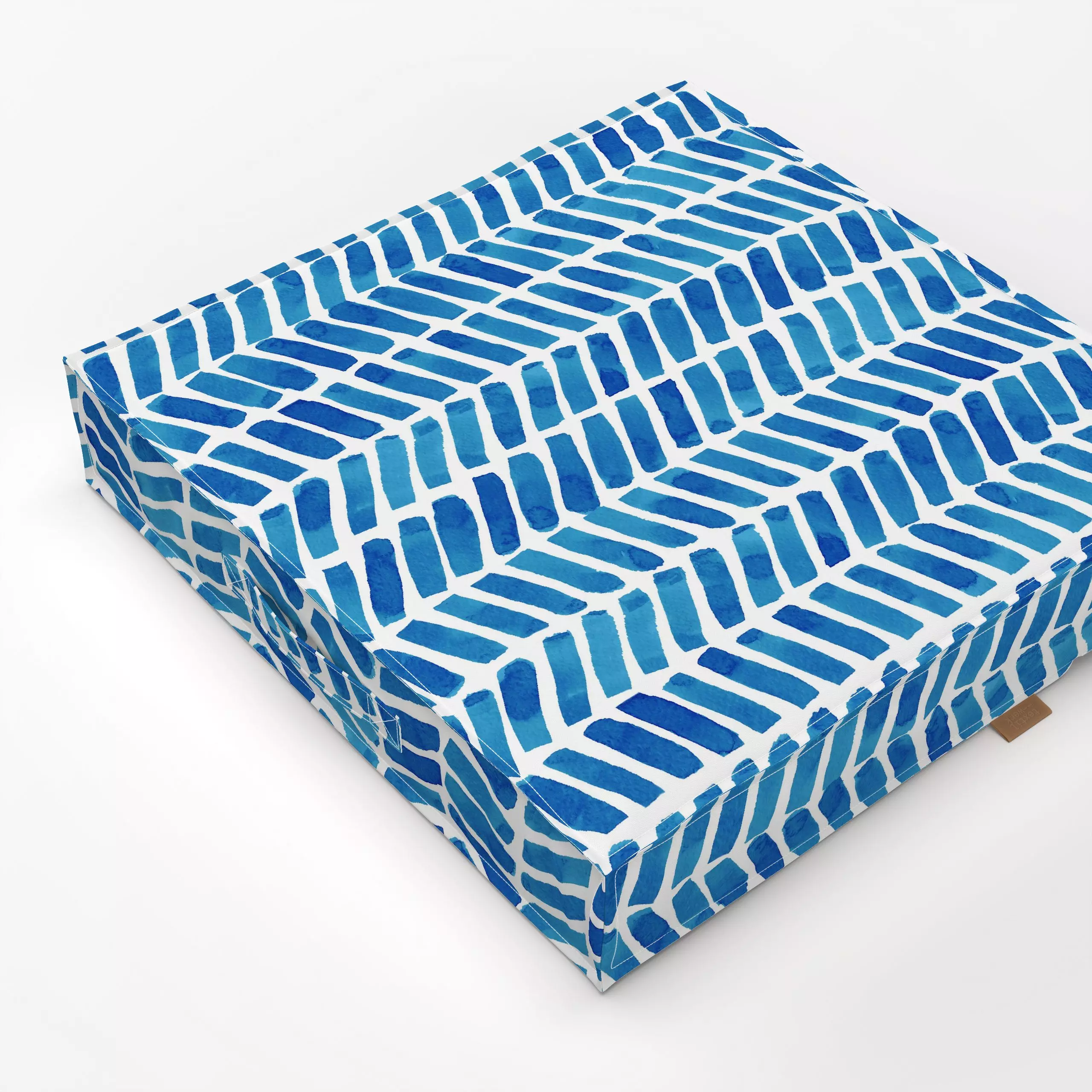 Bodenkissen Chevron Aquarell Tiefsee Blau - Sommer, Symbole & Muster - von „Mareen Heinz"; Aquarell, Geometrisch, Sommer, bl...