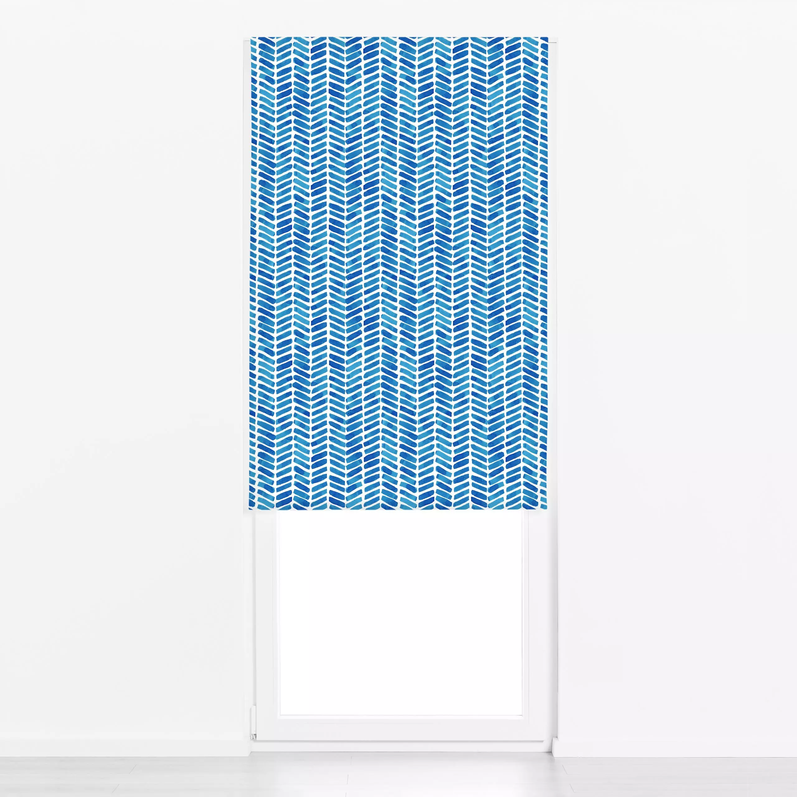 Raffrollo Chevron Aquarell Tiefsee Blau - Sommer, Symbole & Muster - von „Mareen Heinz"; Aquarell, Geometrisch, Sommer, blau...