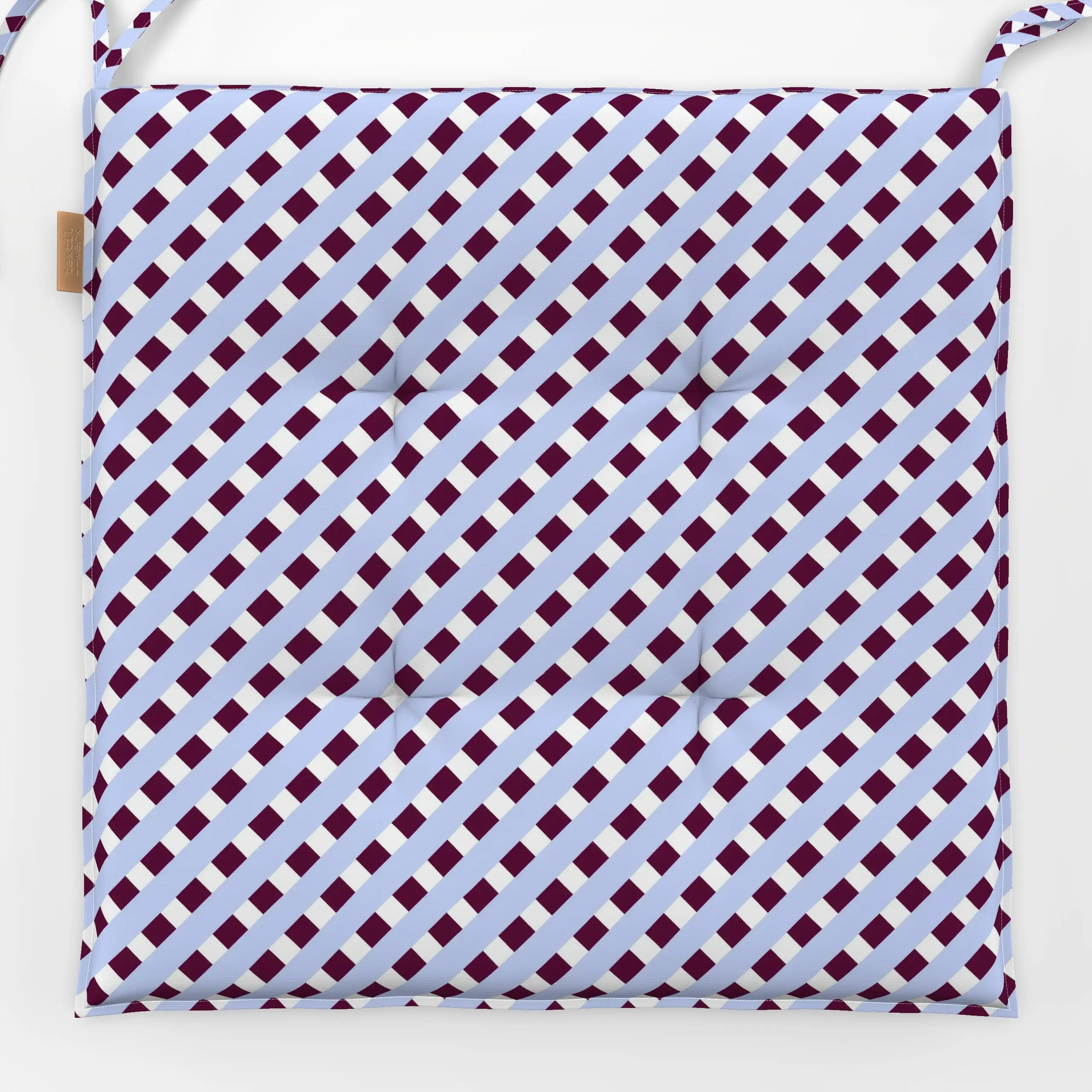 Sitzkissen Diagonale Karo Blau - Symbole & Muster - von „Sophie Augustin Illustration"; Muster, Streifen, Karo, Esszimmer, S...