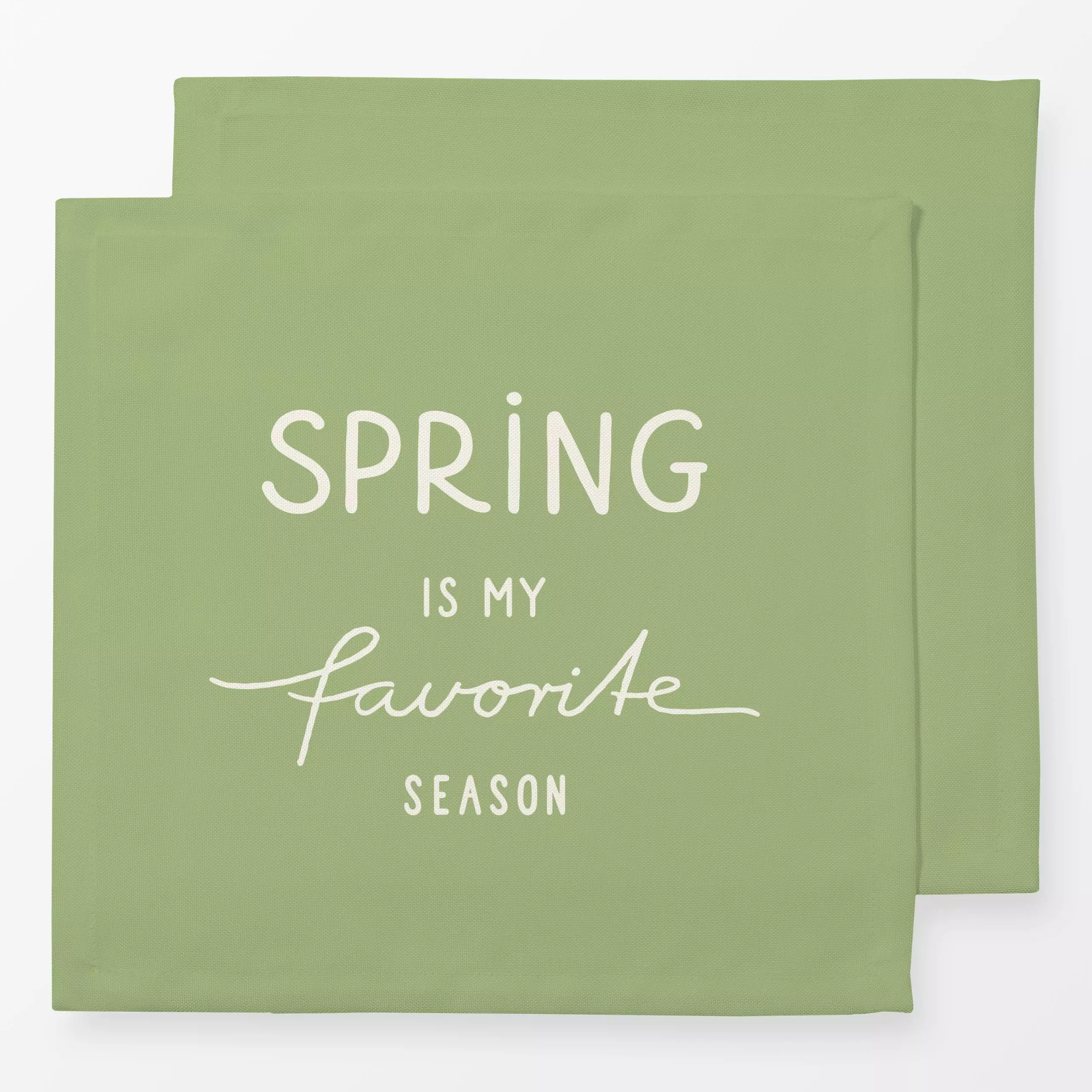Servietten Spring Frühling grün beige - Frühling, Sprüche & Schriftzüge - von „Kathrin Woo"; typografie, spruch, Spruchkisse...