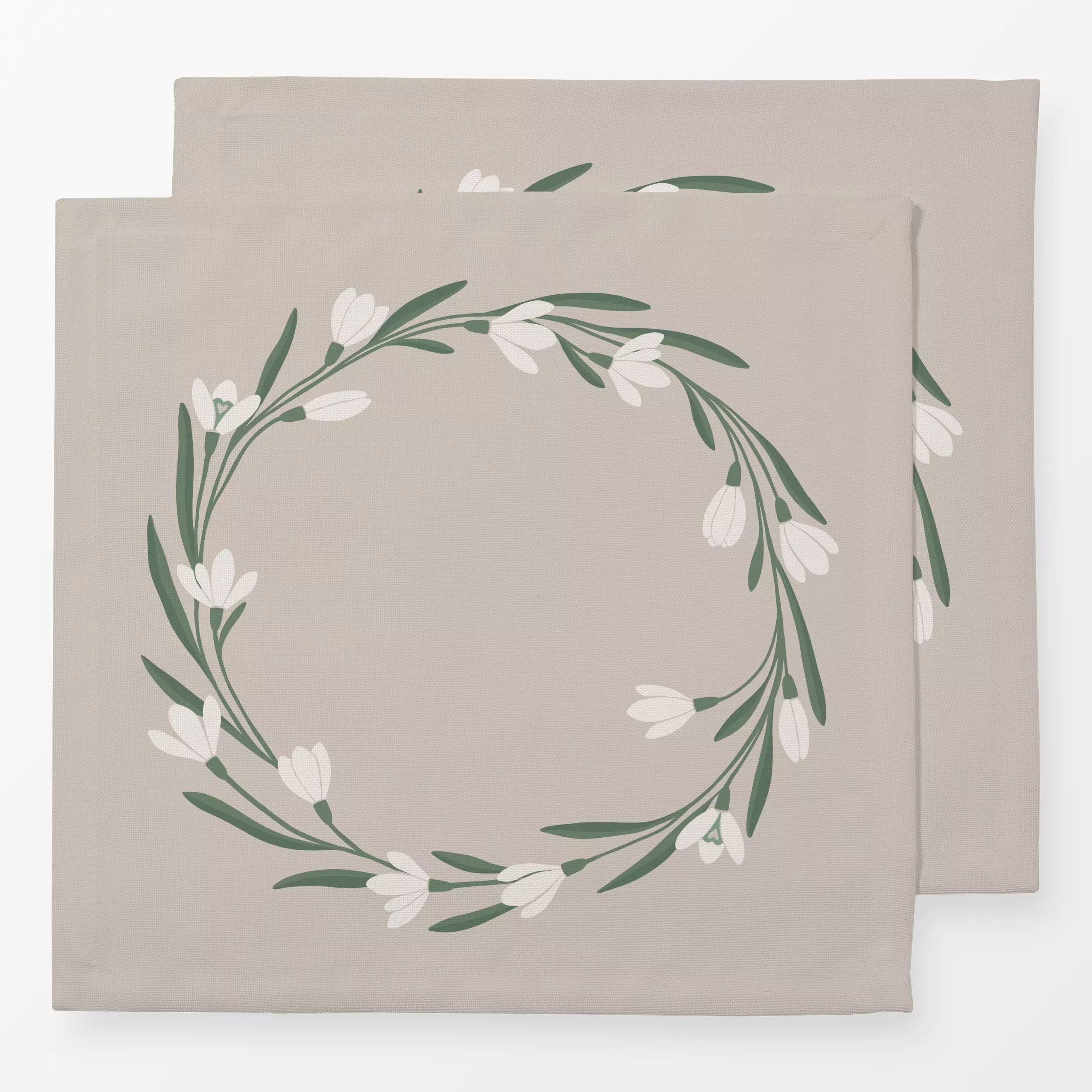 Servietten Kranz Schneeglöckchen beige - Blumen & Florales, Frühling, Anlässe, Ostern - von „Studio Kesse x petitsourirdesig...