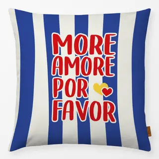 Kissen More-Amore-por-Favor-blau-rot