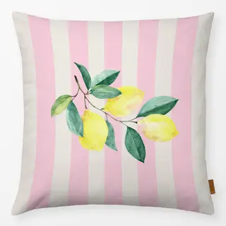 Kissen Zitronenzweig Rosa Streifen