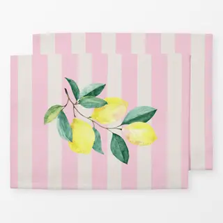 Tischset Zitronenzweig Rosa Streifen