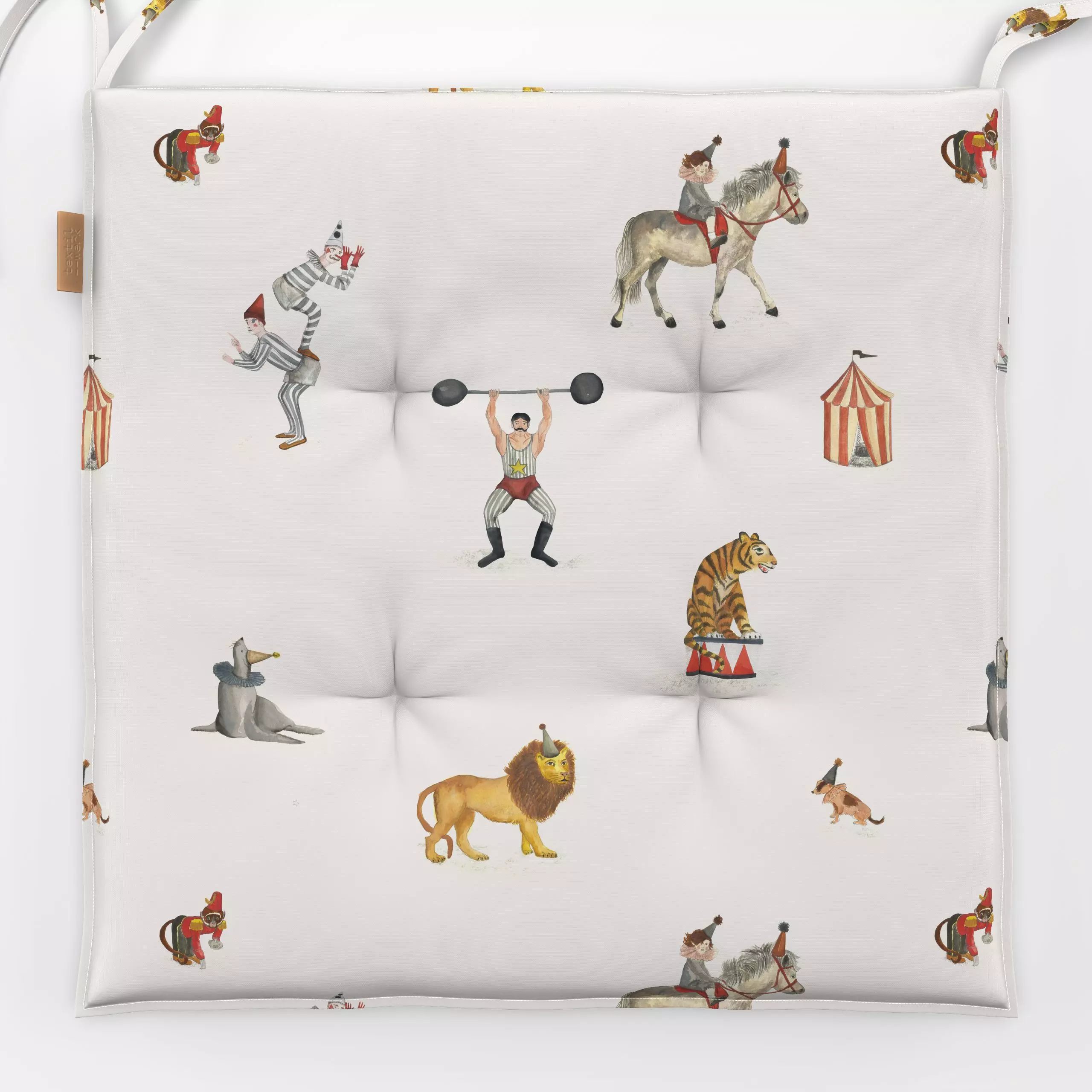 Sitzkissen Zirkus - Kinderzimmer & Motive für Kinder, Tiere - von „Anna Petersen"; Retro, Tiger, Löwe, Kinderzimmer, vintage...
