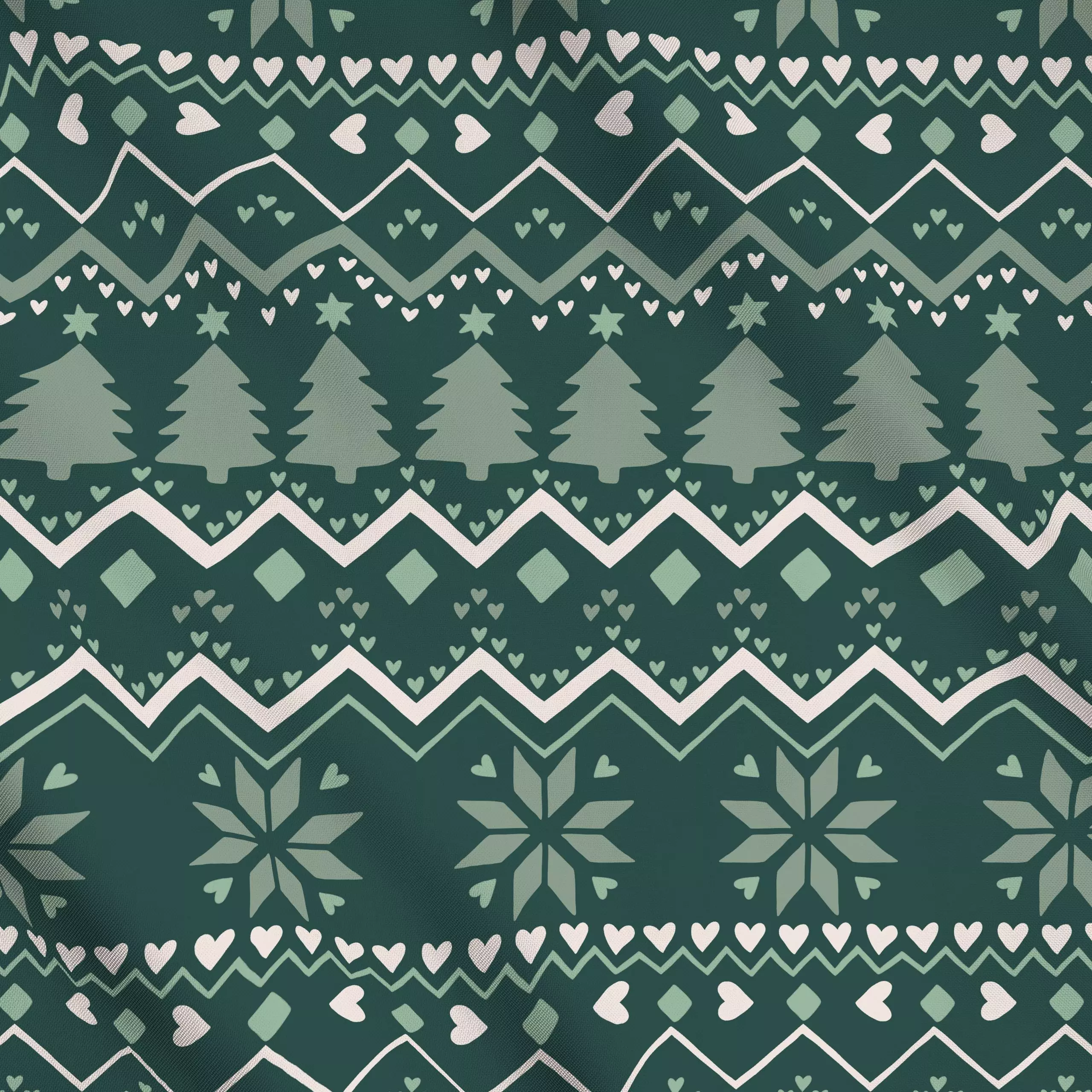 Meterware Weihnachtsmuster dunkelgrün - Weihnachten - von „Studio Kesse“; Muster, Hygge, Weihnachten, Scandi, Nordic, Weihna...
