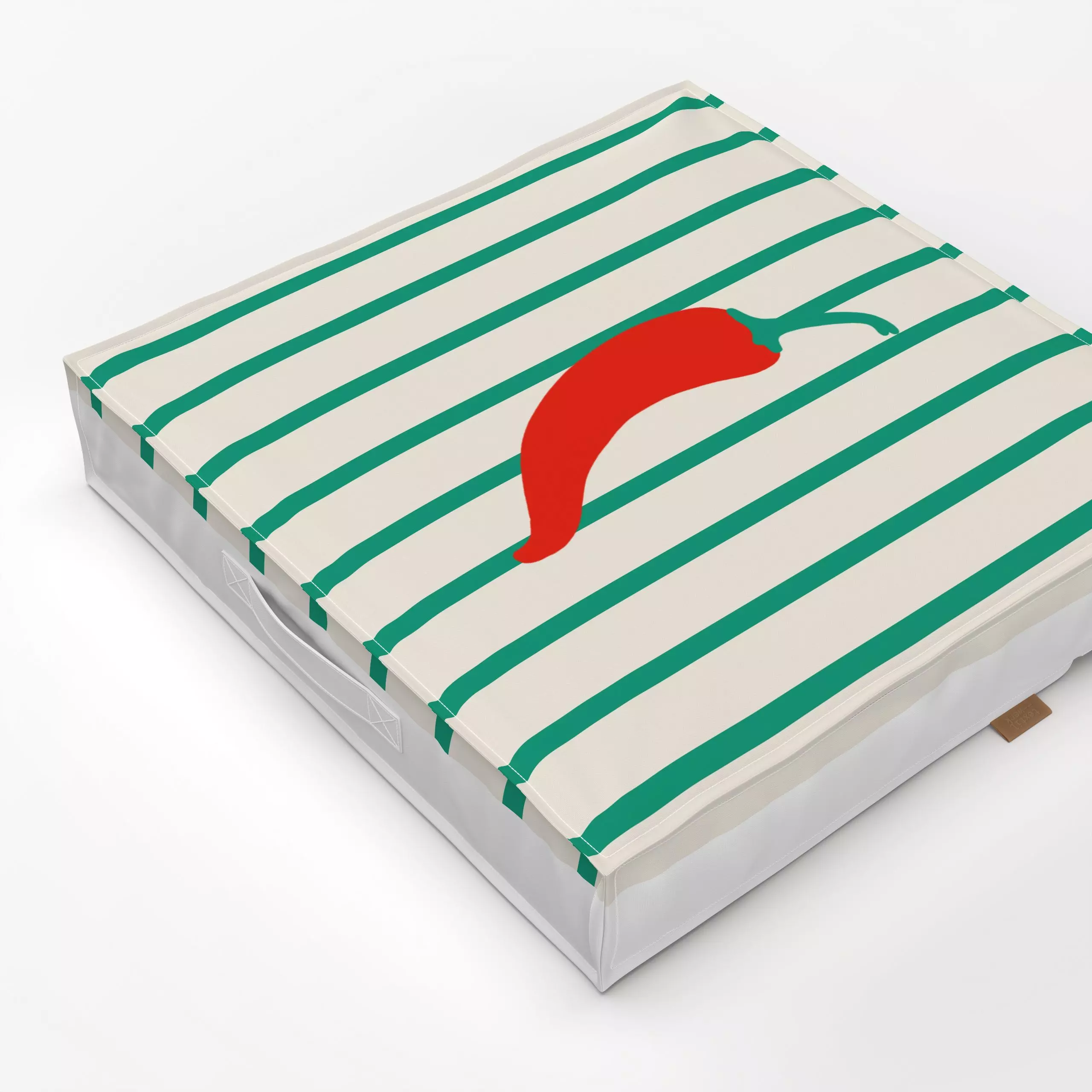 Bodenkissen Chilli Stripes Green - Sommer, Symbole & Muster, Gemüse - von „textilwerk"; Illustration, Sommer, trend, rot, bu...