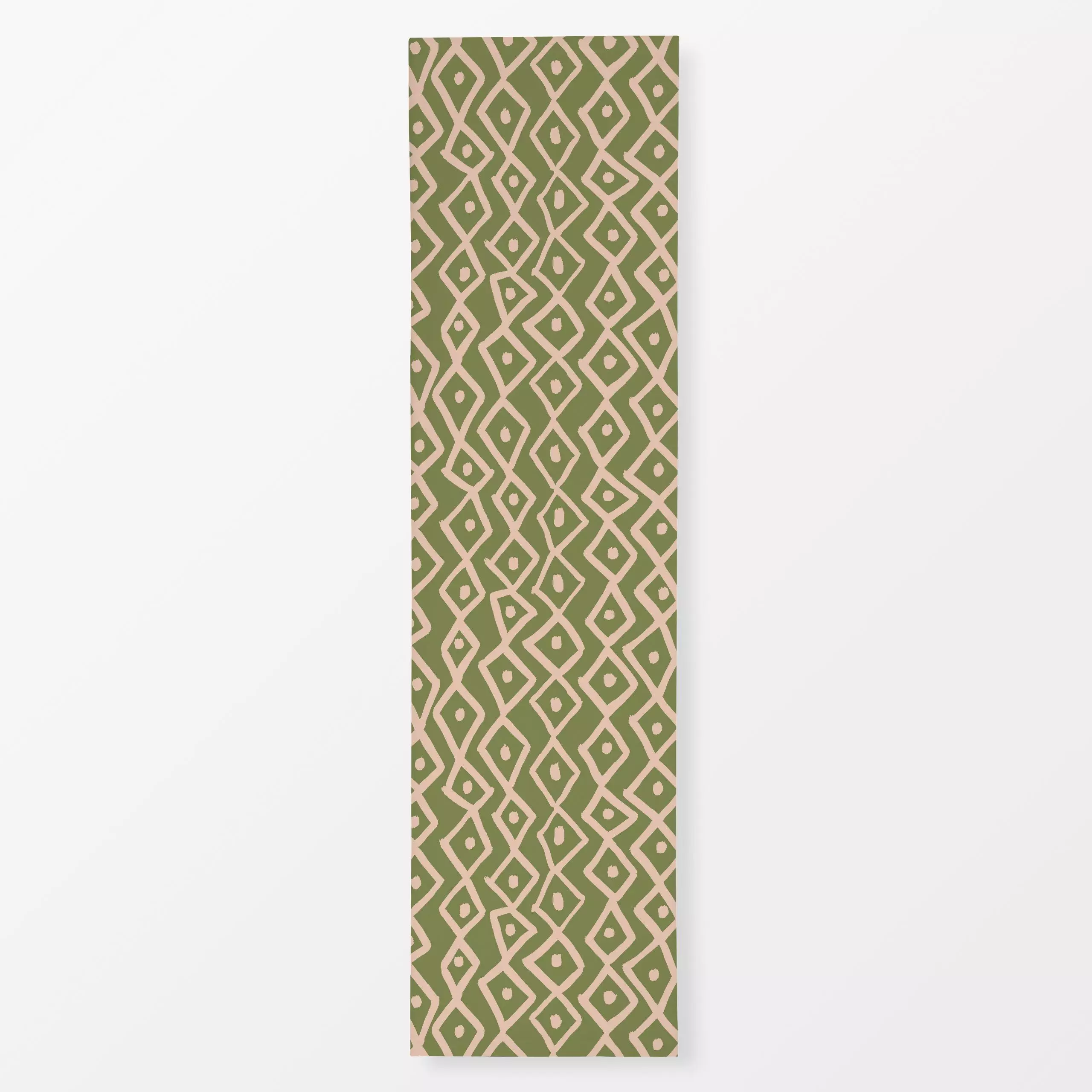 Tischläufer Boho Diamonds - Herbst, Symbole & Muster - von „Julia Schumacher“; boho, Bohemian, lachs, natural, olive, bohost...