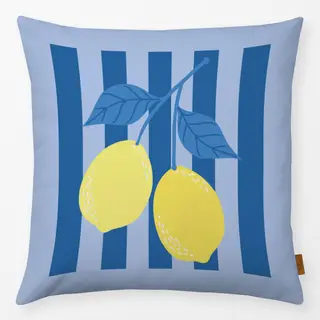 Kissen Zitronen & Streifen Blau