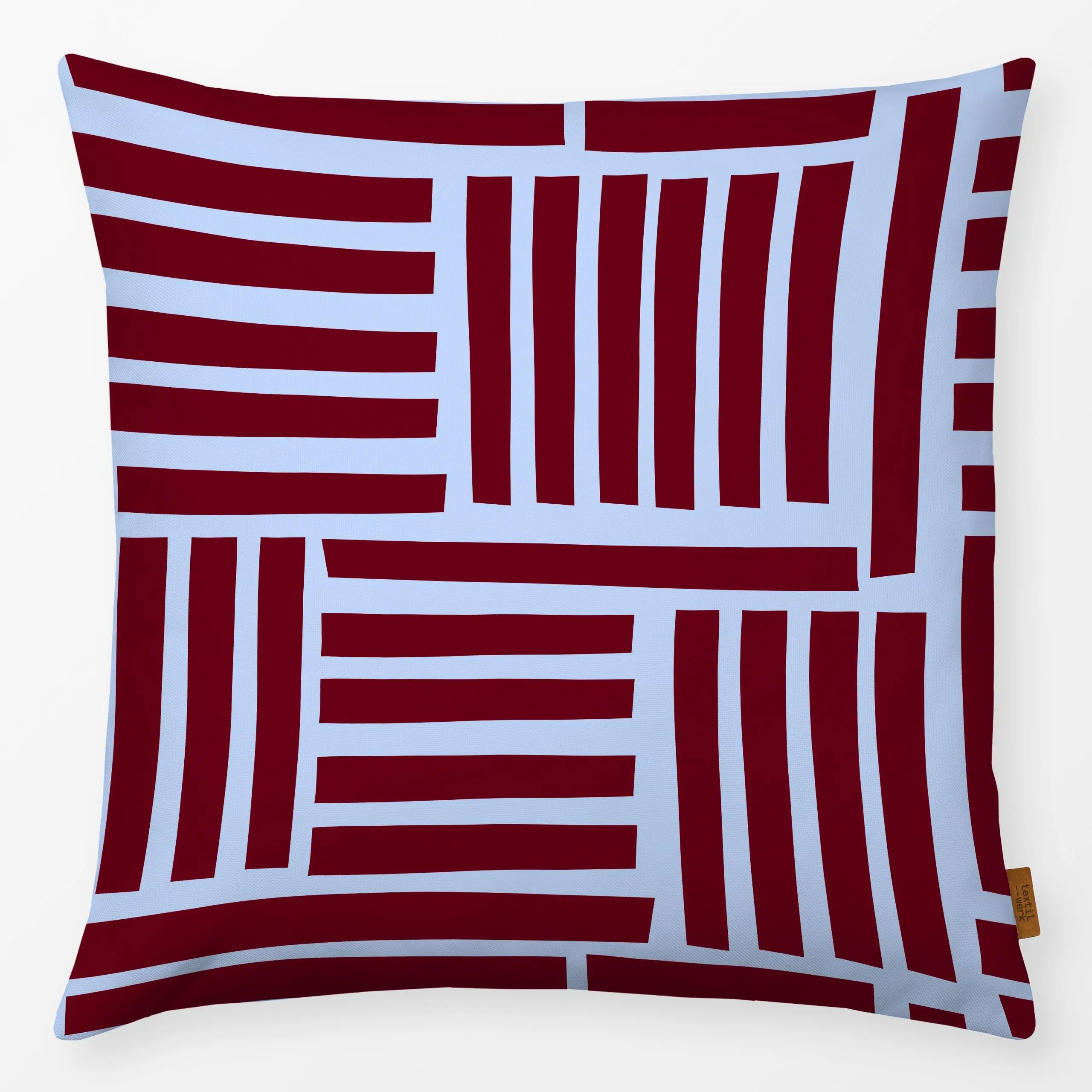 Kissen Kirschrot Linien - Frühling, Symbole & Muster - von „Lisa Jasmin Bauer"; Muster, Linien, abstrakt, Streifen, Fruehlin...