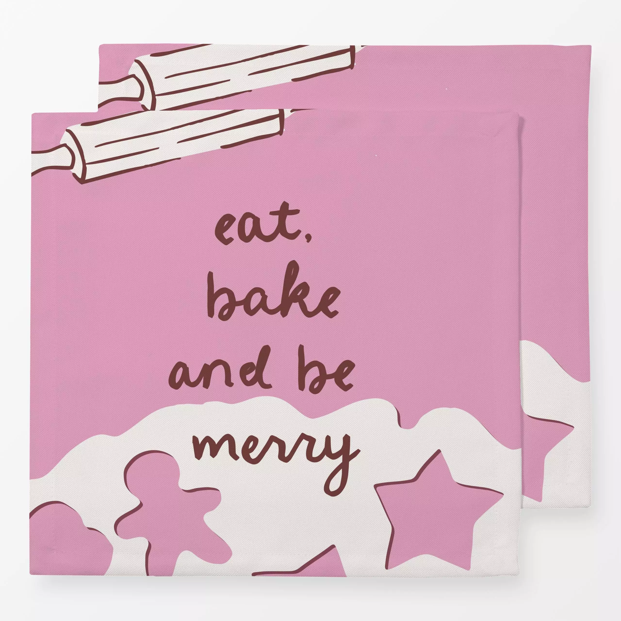 Servietten eat bake and be merry - Sprüche & Schriftzüge, Weihnachten, Anlässe - von „moDeern Design Studio"; Weihnachten, t...