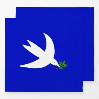 Servietten Vogel mit Zweig Blau