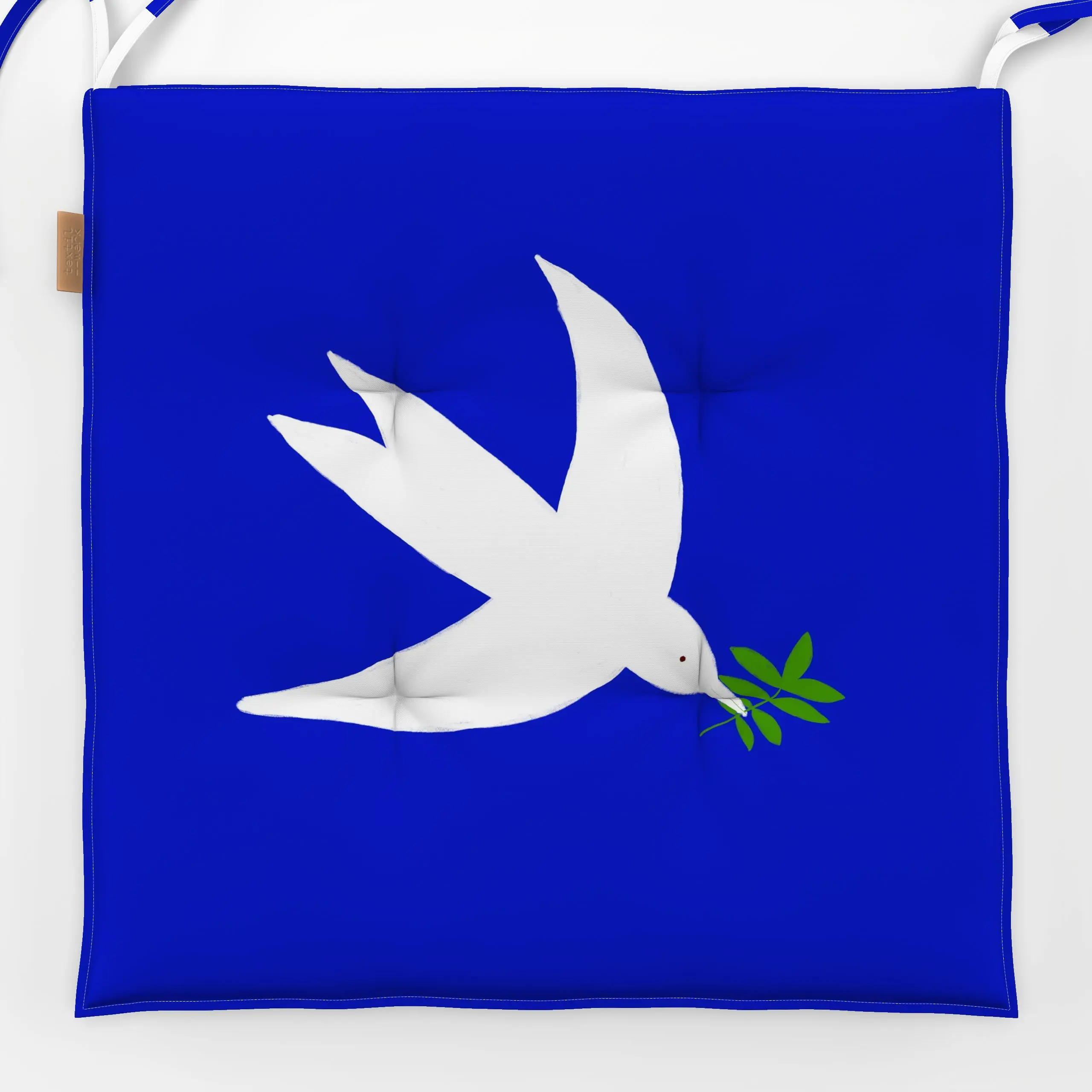 Sitzkissen Vogel mit Zweig Blau - Frühling, Tiere - von „Sophie Augustin Illustration"; Zweig, Garten, Vogel, Fruehling, Gar...