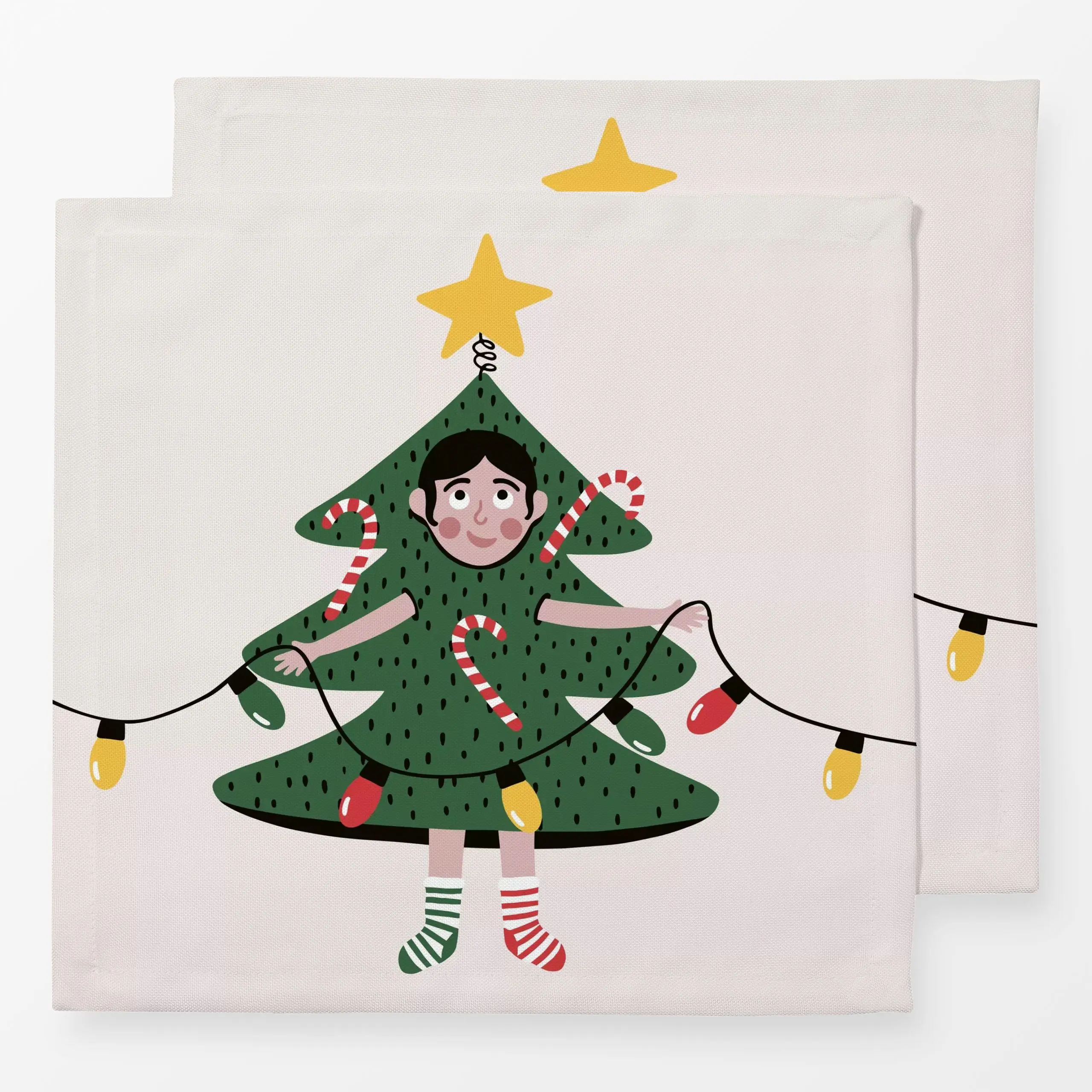 Servietten Weihnachtsbaum Wendekissen - Kinderzimmer & Motive für Kinder, Weihnachten, Symbole & Muster - von „Kathrin Woo";...