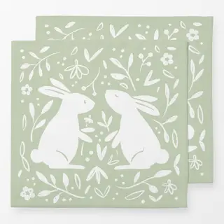 Servietten Hasen Duo Blumen hellgrün