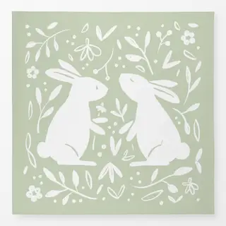 Tischdecke Hasen Duo Blumen hellgrün