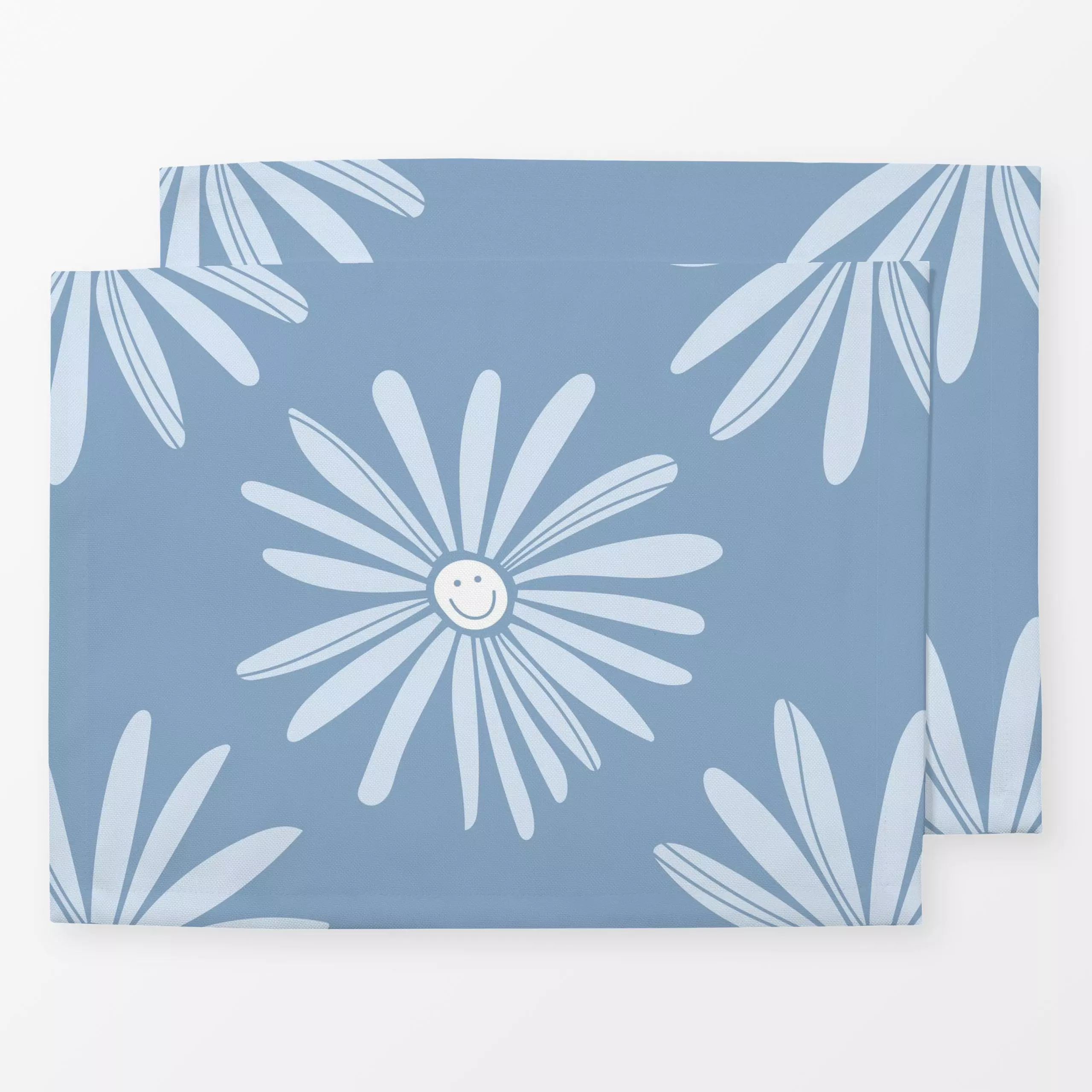 Tischset FRÜHLING Blumen Smile 1 - Blumen & Florales, Frühling, Ostern - von „Primus Pattern"; Blüten, blau, Margeriten, Jun...