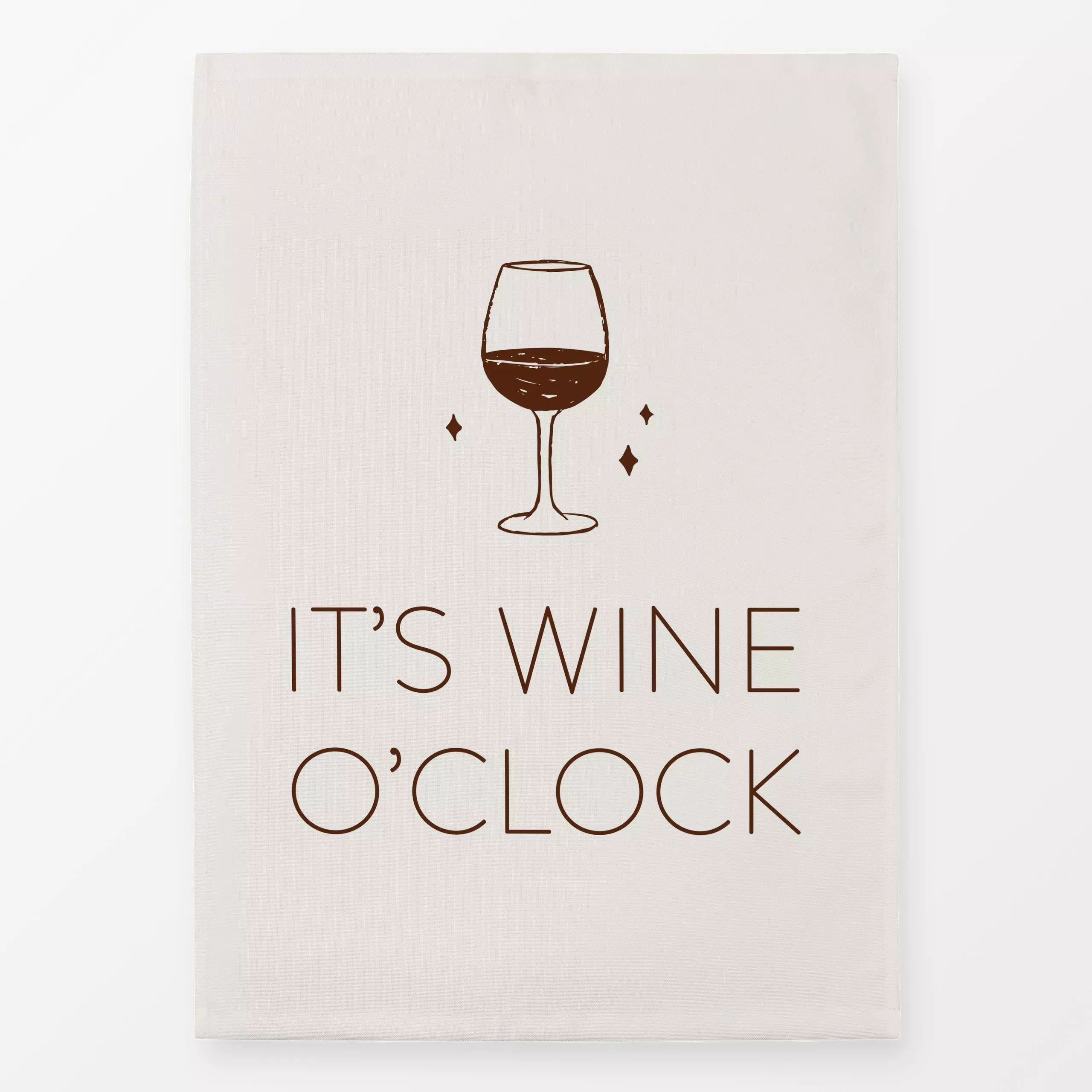 Geschirrtücher It's Wine O'clock - Sprüche & Schriftzüge, Küche, Essen & Trinken, Anlässe - von „Barlena"; minimal, Zeichnun...