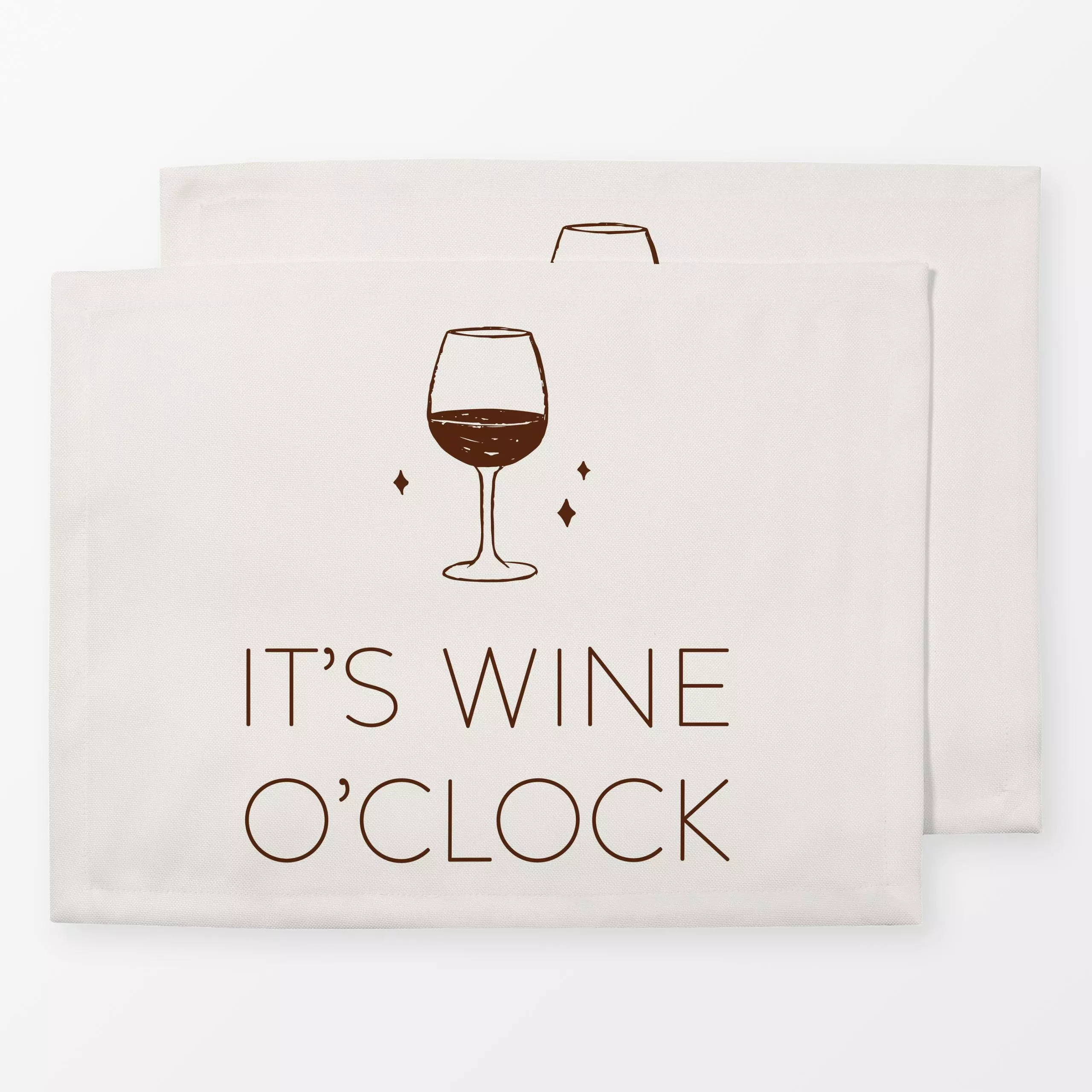 Tischset It's Wine O'clock - Sprüche & Schriftzüge, Küche, Essen & Trinken, Anlässe - von „Barlena"; minimal, Zeichnung, Wei...