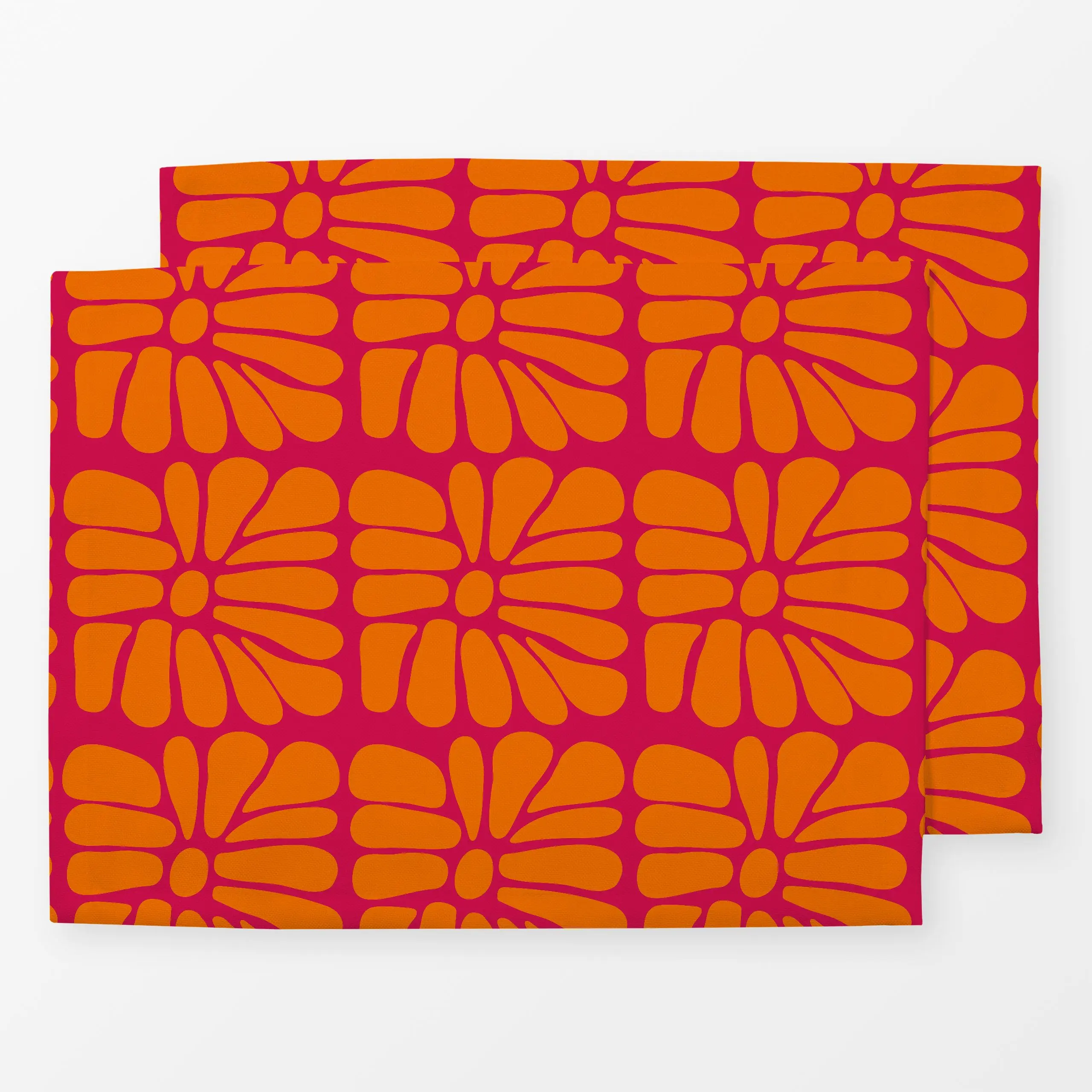 Tischset Mid Century Flower Fun Red - Blumen & Florales, Sommer, Symbole & Muster - von „Andrea Haase"; Blumen, modern, Somm...