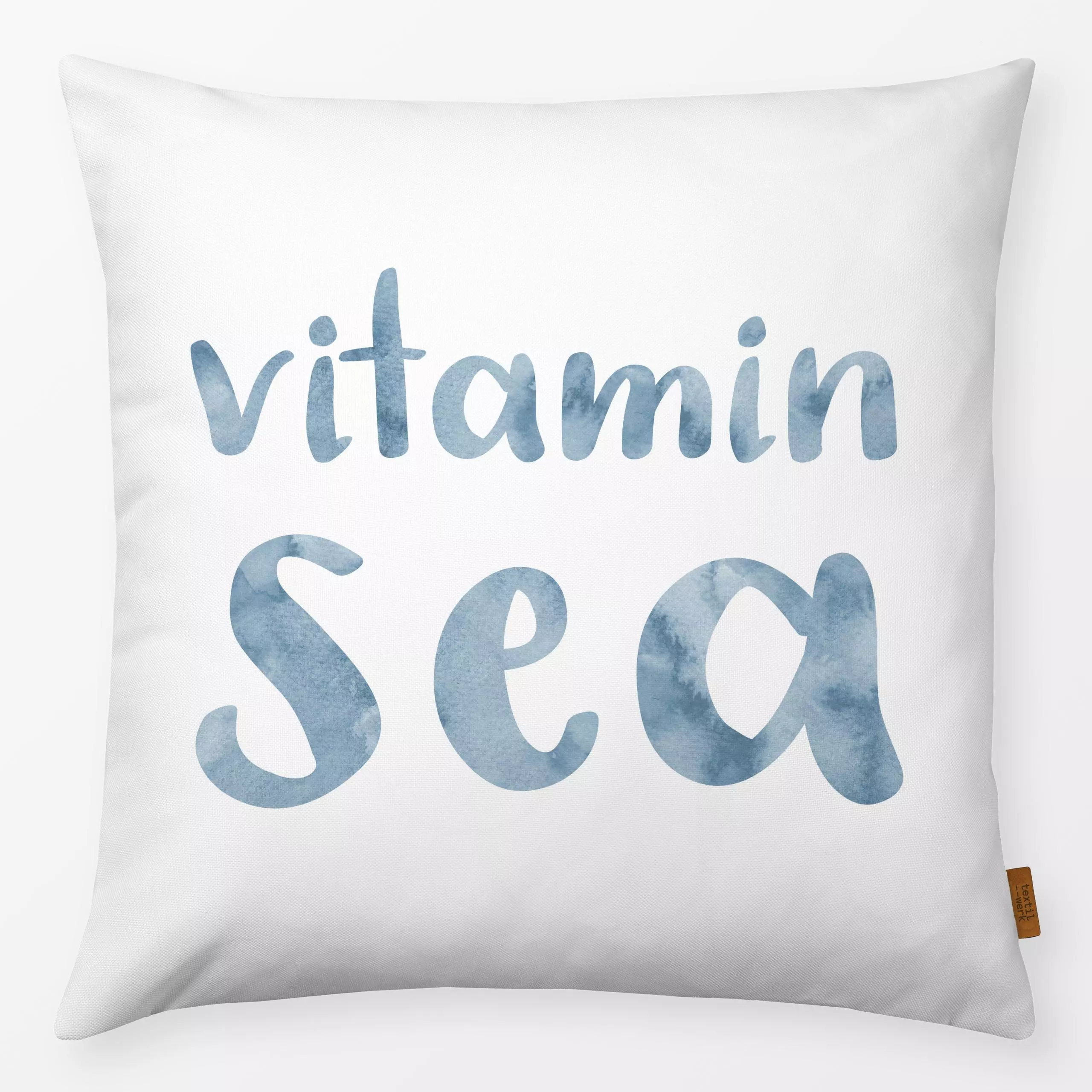 Kissen Vitamin Sea - Frühling, Sommer, Sprüche & Schriftzüge - von „Karen Menzenbach"; Wasserfarben, Aquarell, Wasser, Meer,...