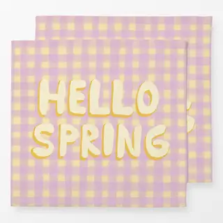 Servietten Hello Spring Karomuster