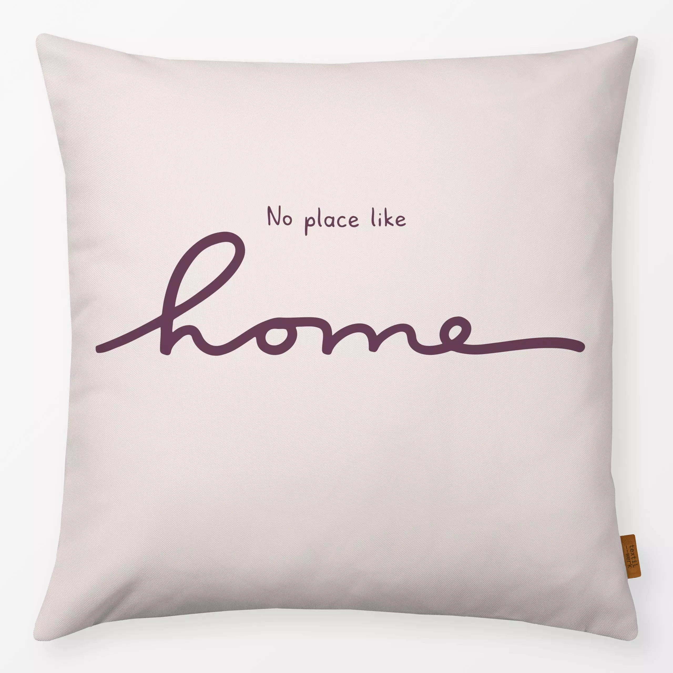 Kissen Home Pflaume Beige - Herbst, Liebe, Romantik & Pride, Sprüche & Schriftzüge - von „Kathrin Woo"; minimal, Home, moder...