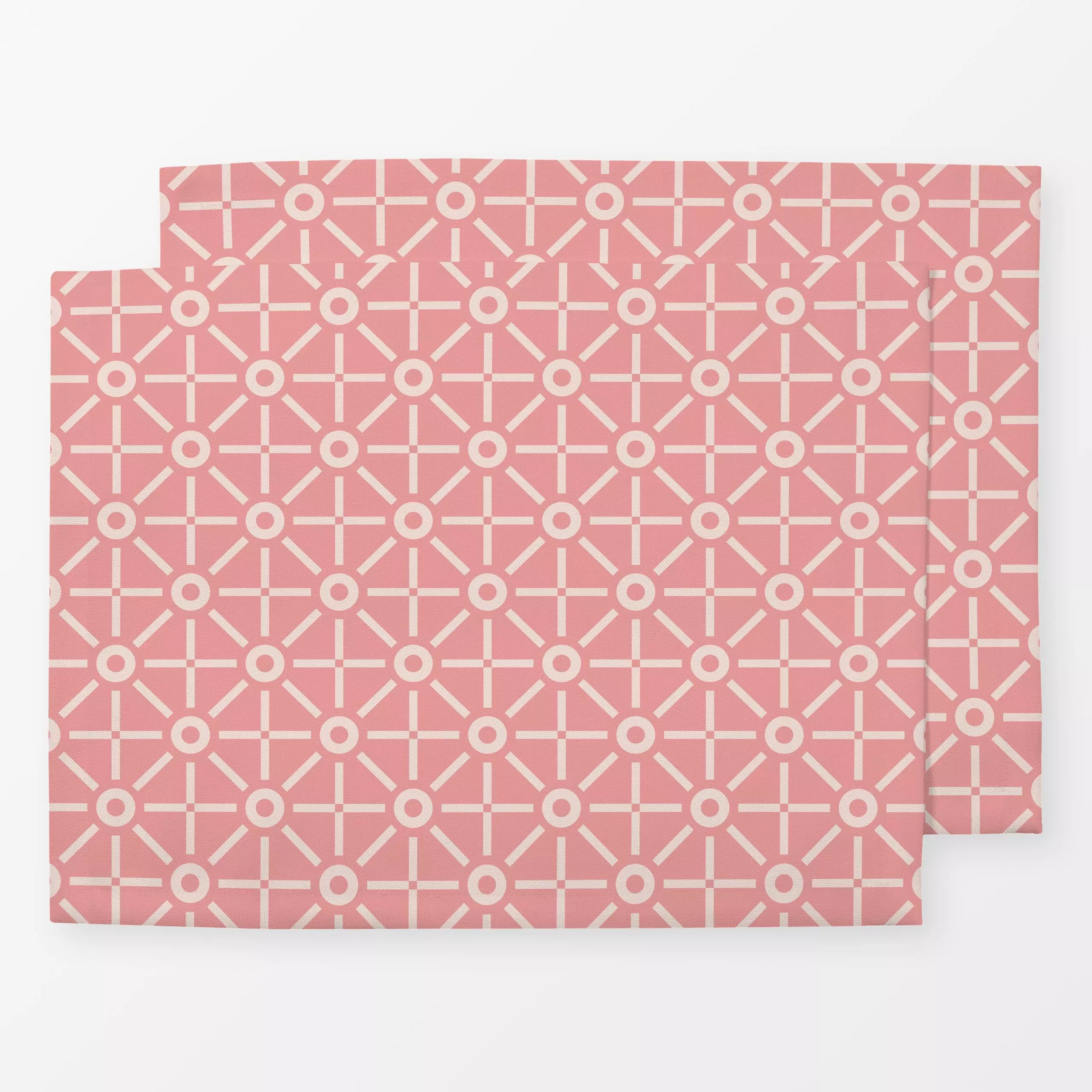 Tischset Geo Sonne Koralle - Natur & Landschaft, Sommer, Symbole & Muster - von „Kathrin Woo"; abstrakt, modern, grafisch, m...